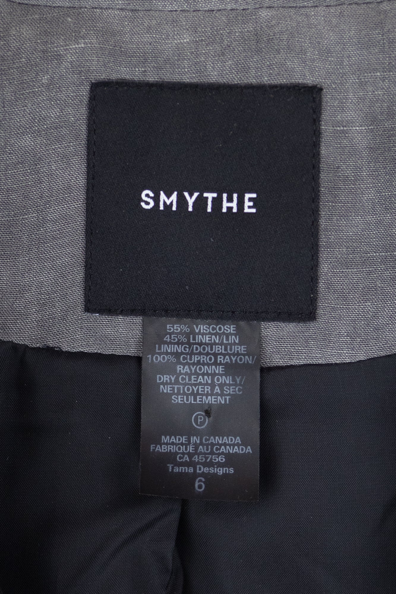 Grey Linen Three Quarter Sleeve Blazer