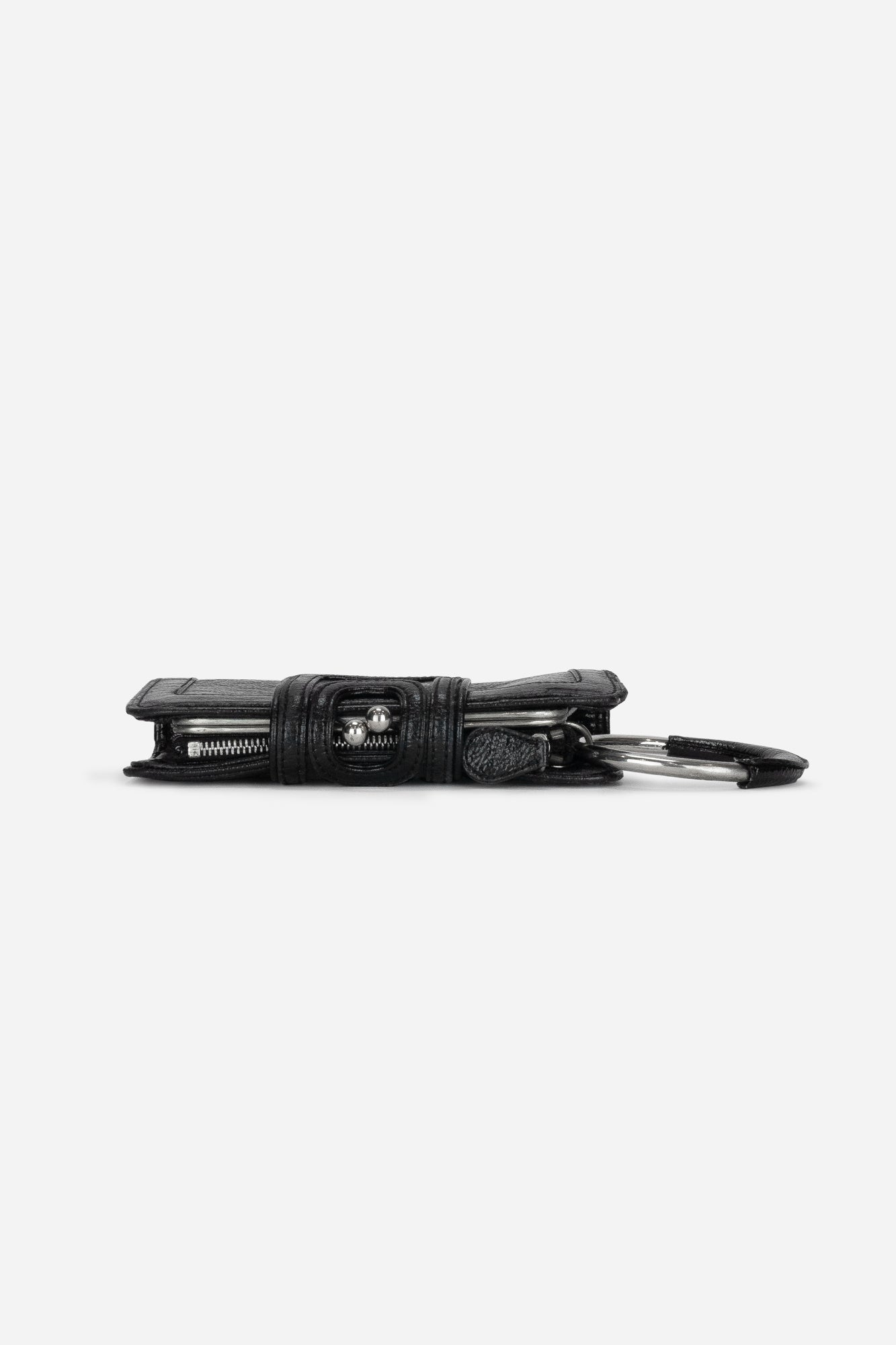 Black Crinkled Vegan Leather Bracelet Wristlet