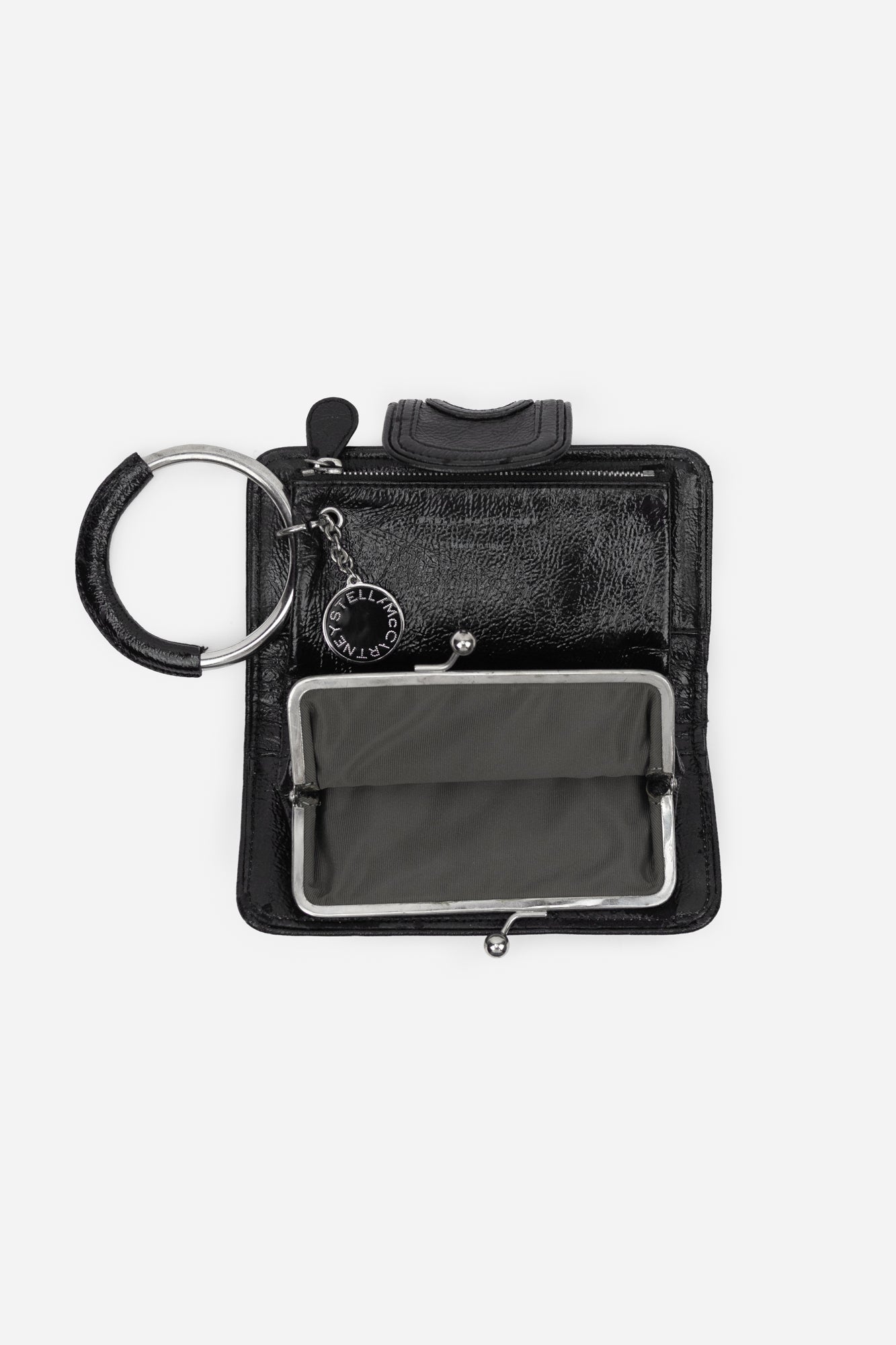 Black Crinkled Vegan Leather Bracelet Wristlet
