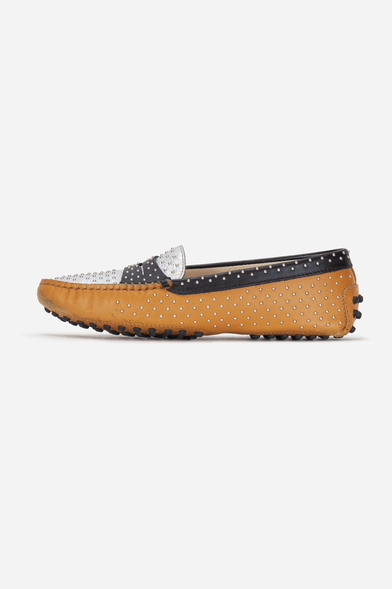 All gold hot sale spiked loafers