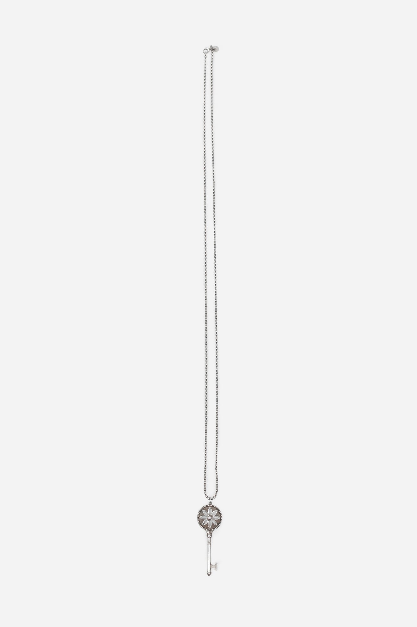Silver and Diamond Daisy Key Necklace