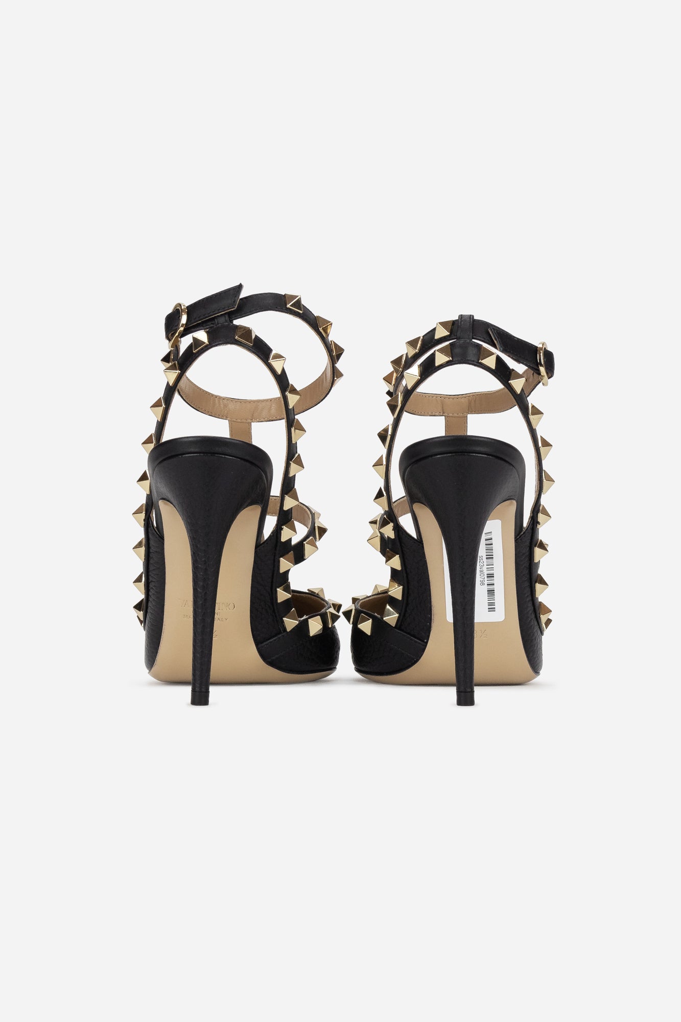 Black Rockstud Grained Leather 100mm Pump