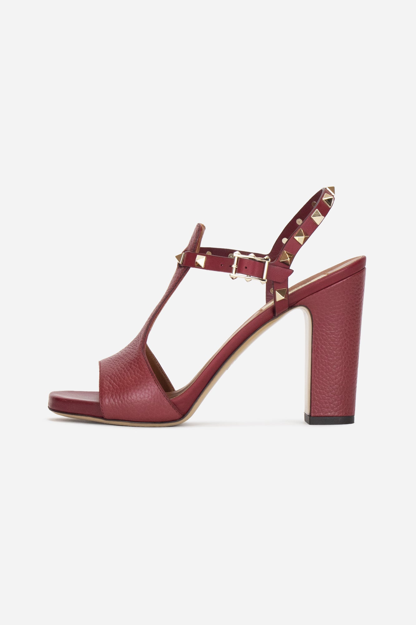 Red Rockstud Block Heels