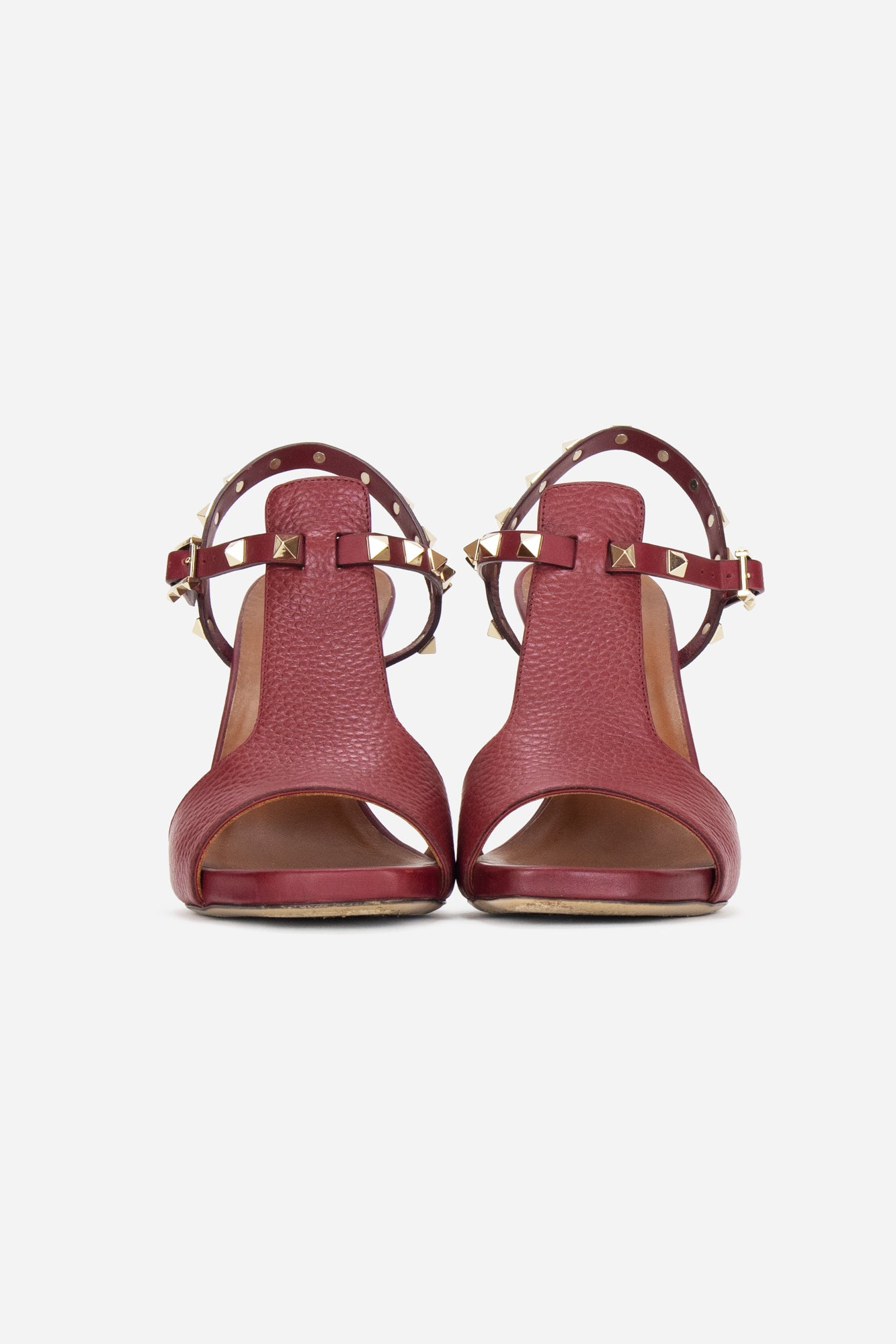 Red Rockstud Block Heels