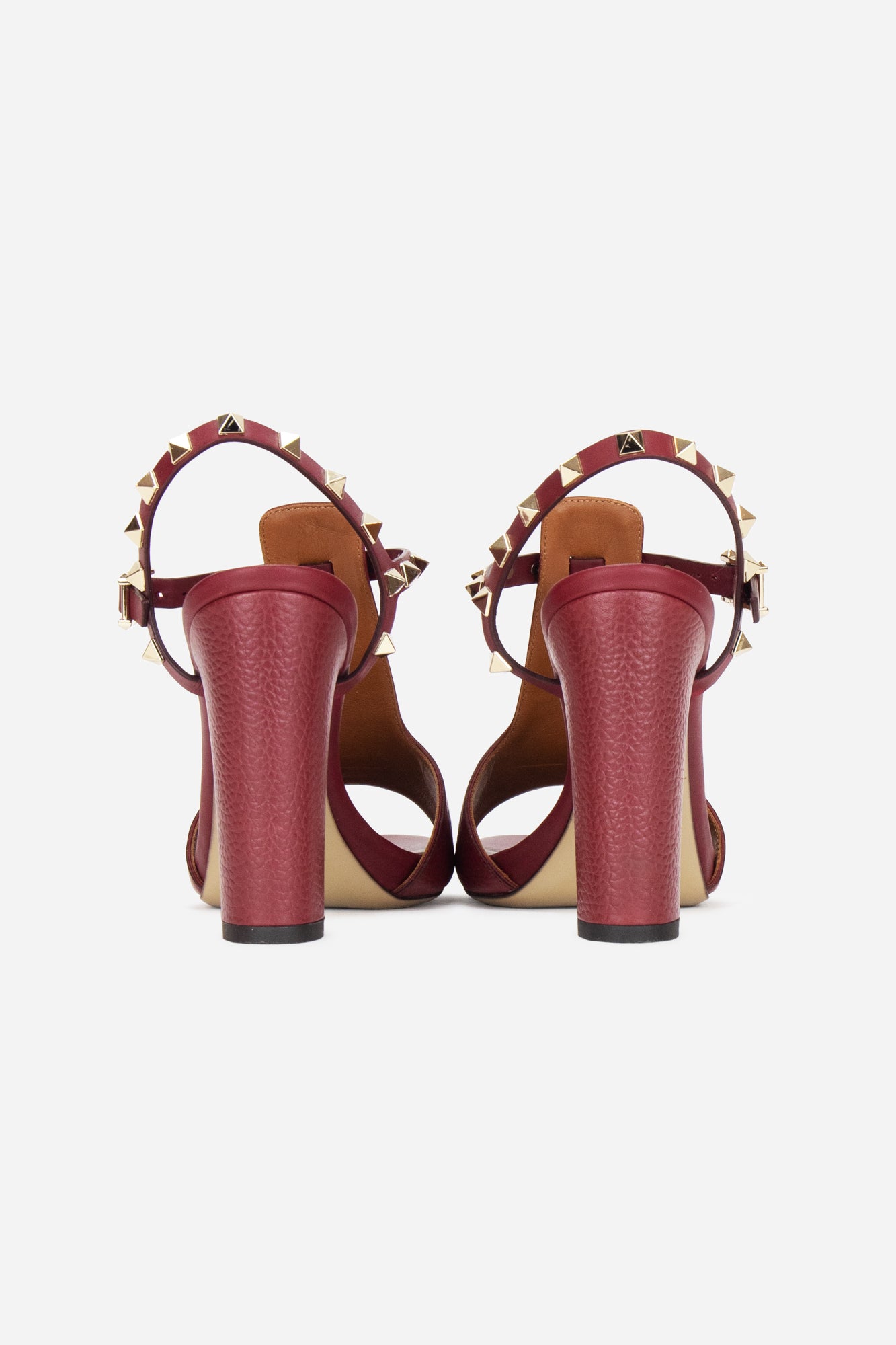 Red Rockstud Block Heels