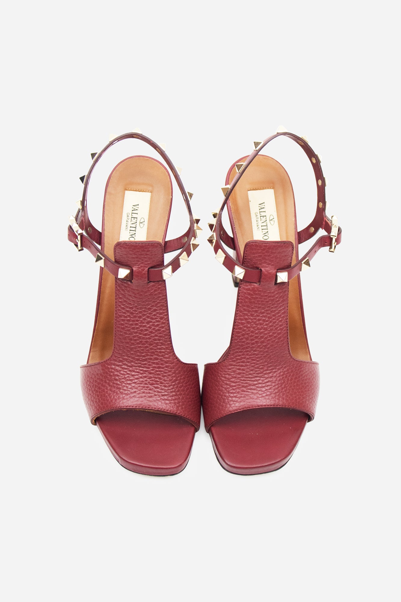 Red Rockstud Block Heels