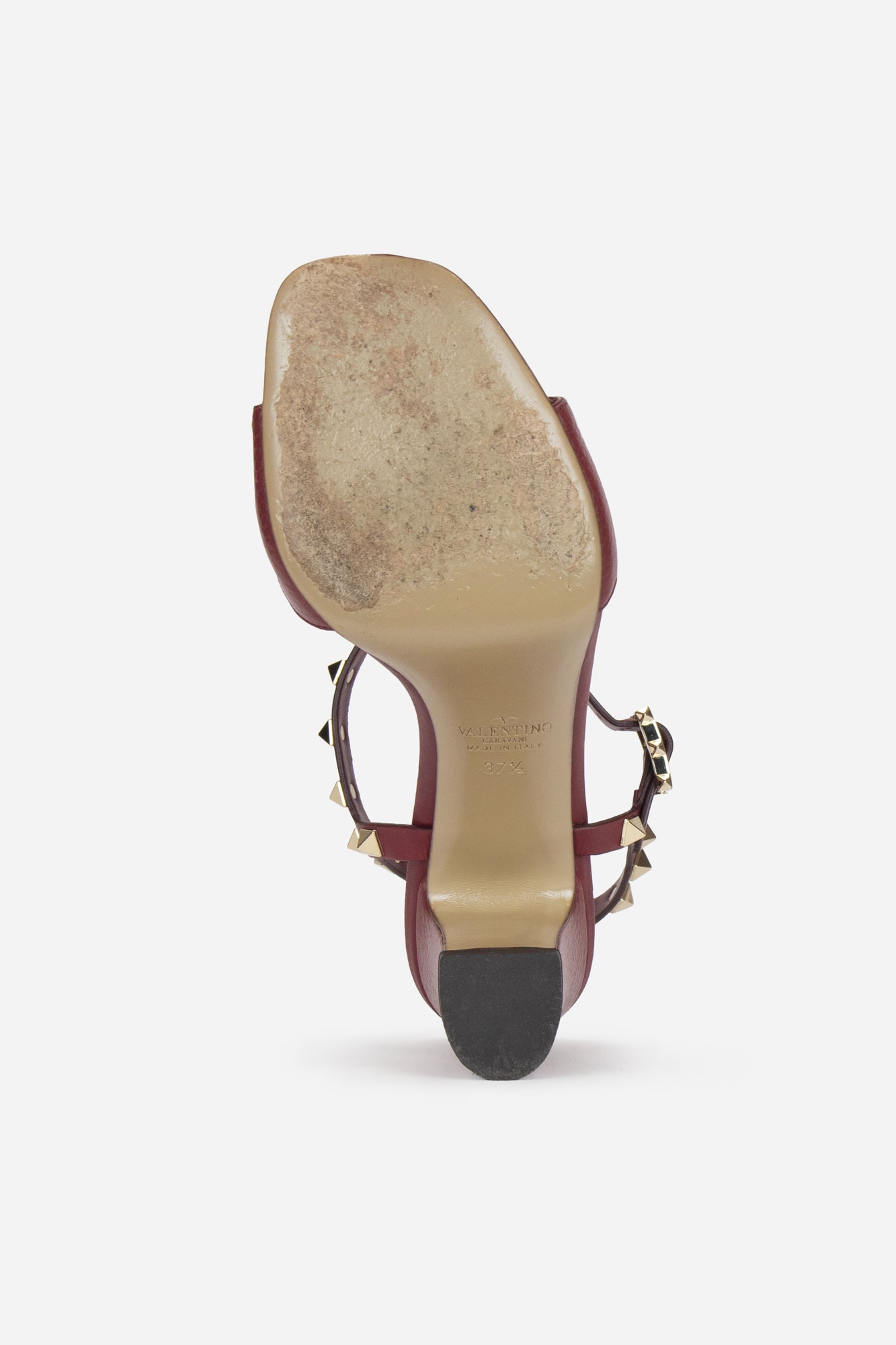 Red Rockstud Block Heels