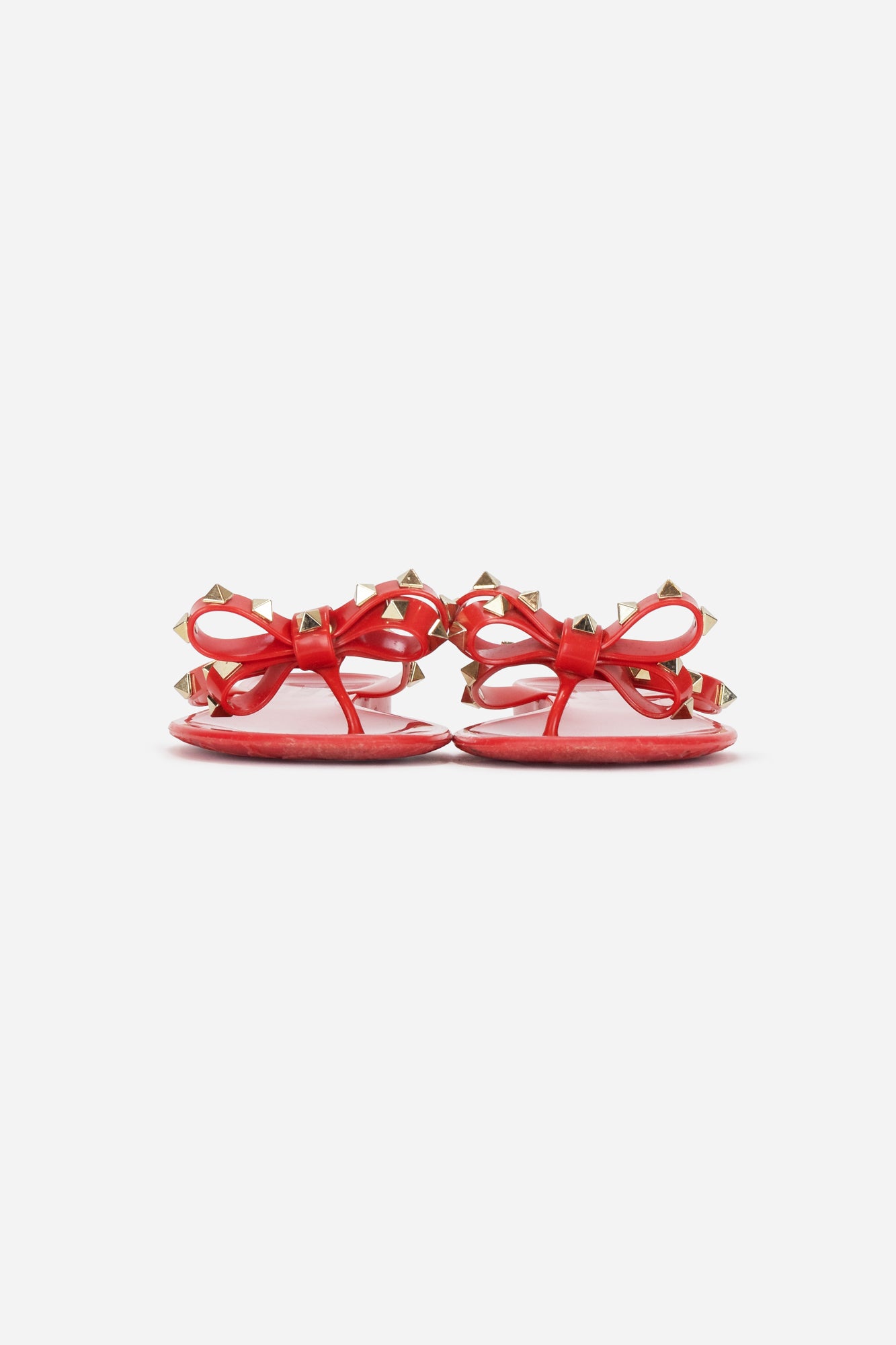 Rockstud Red PVC Thong Sandals