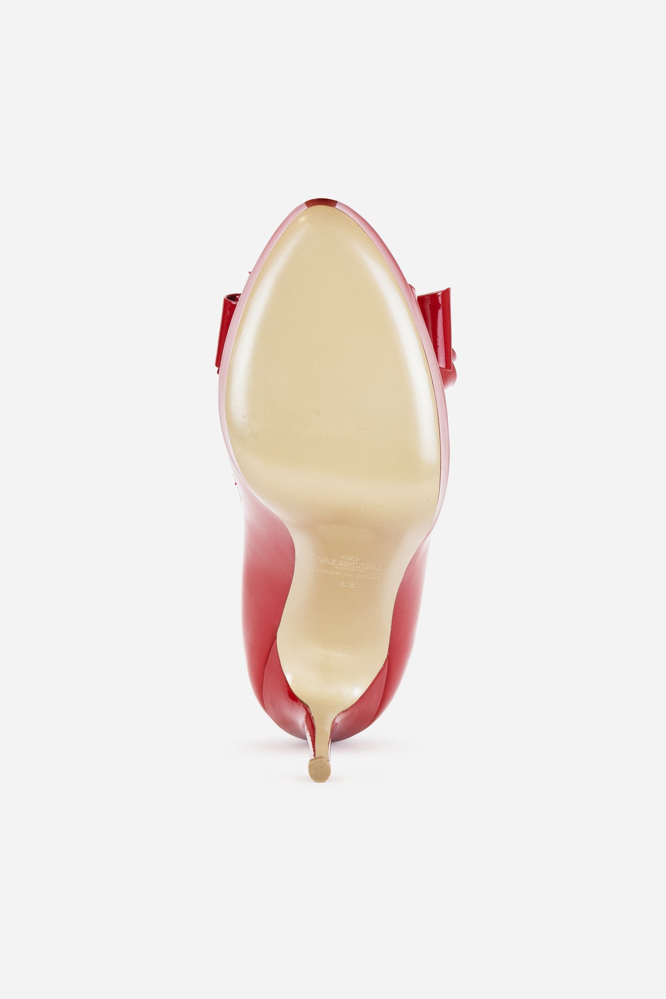 Red Patent Pumps With Bow