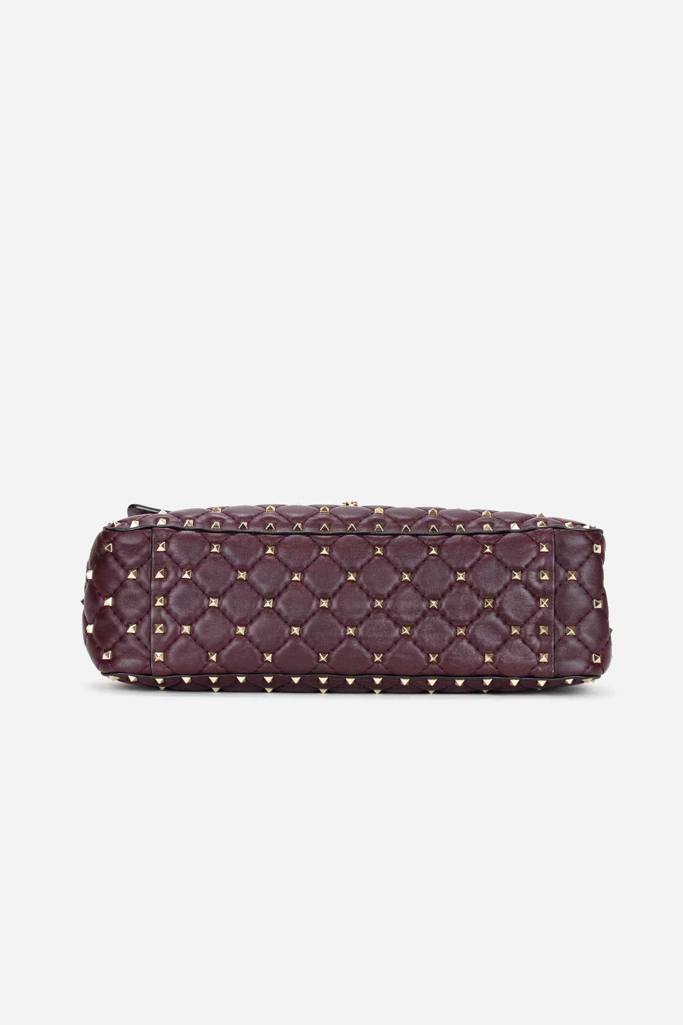 Burgundy Quilted Leather Rockstud Spike Large Shoulder Bag