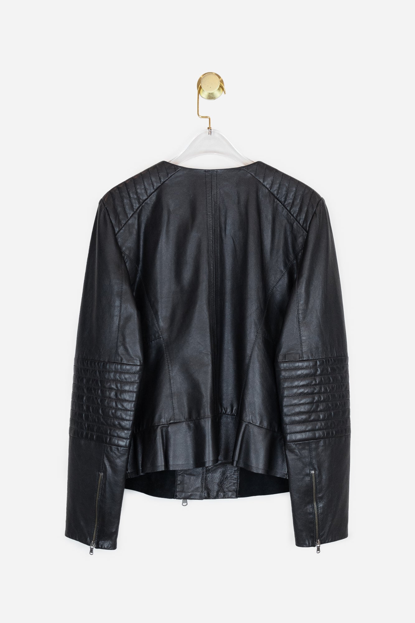 Black Leather Biker Style Jacket