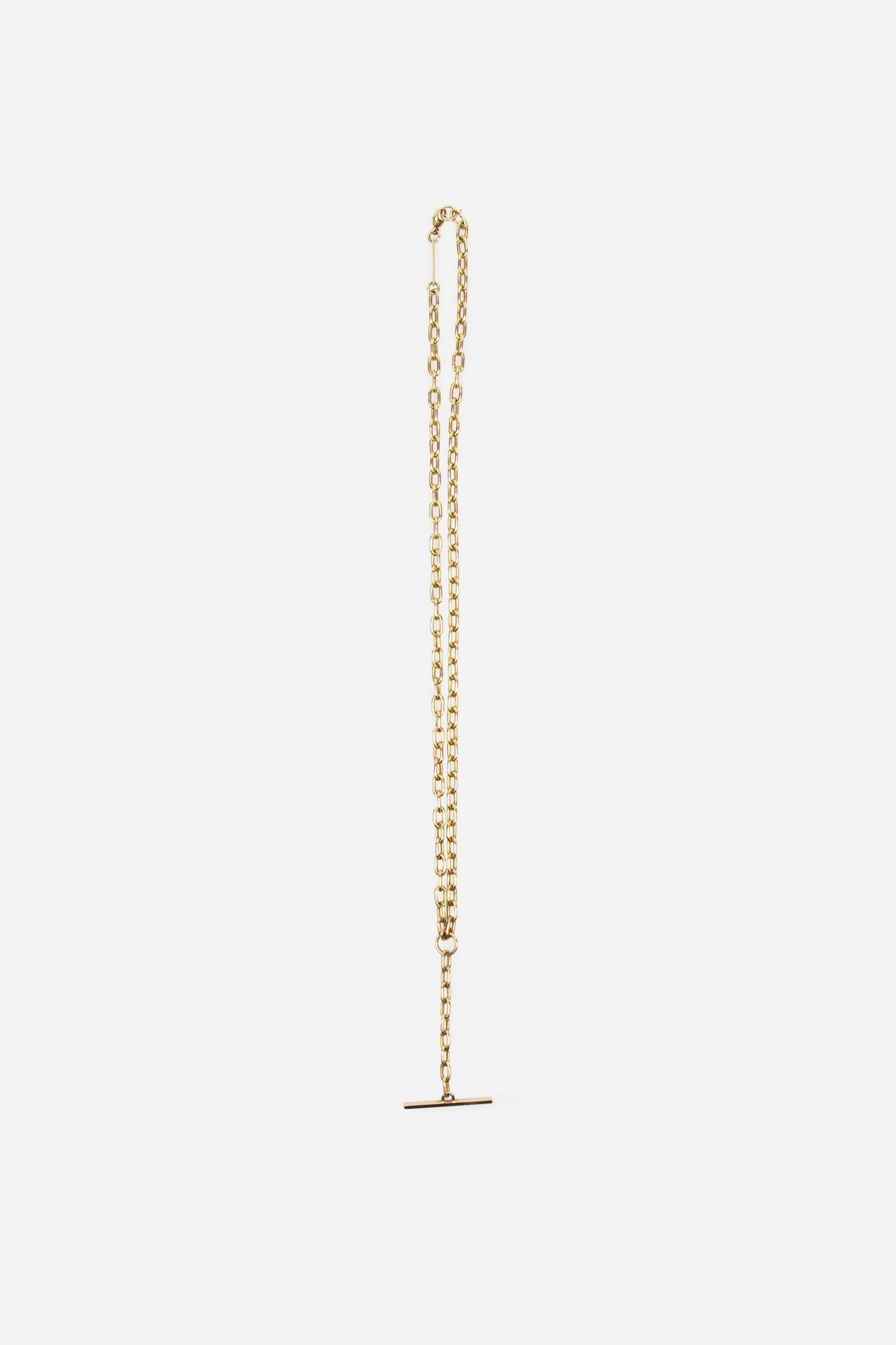14k Gold Oval Link Chain Faux Toggle Lariat Necklace
