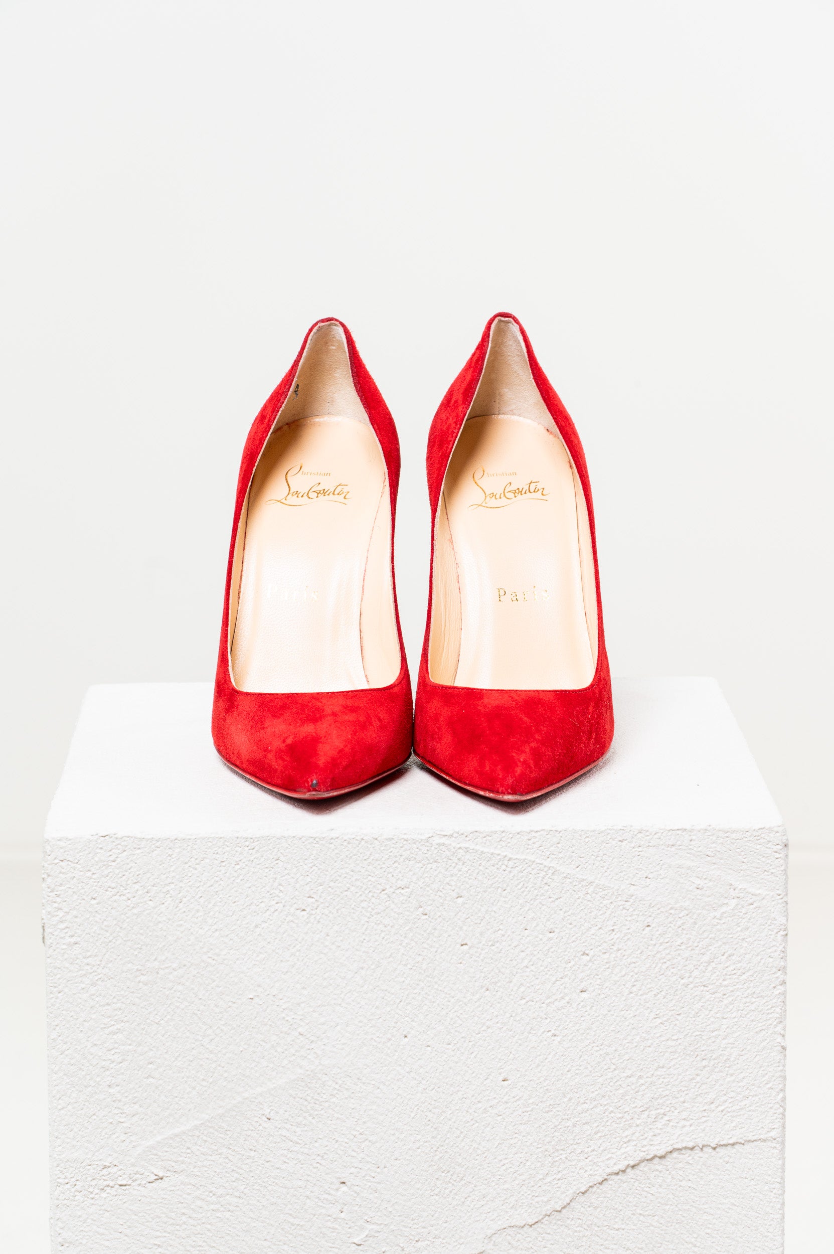 Red Suede Pointed Toe Pump