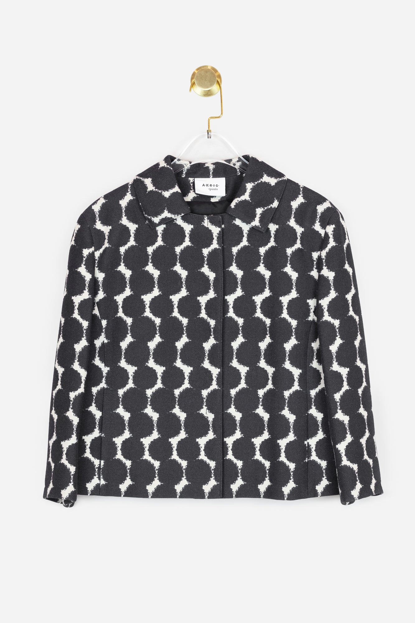 Black and White Printed Cropped Jacket