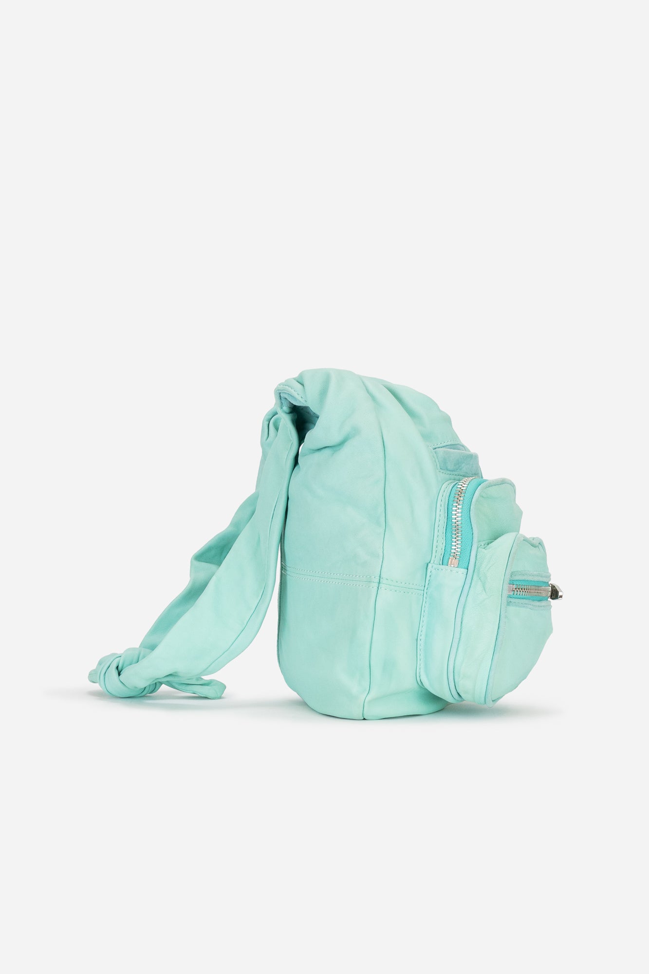 Light Turquoise Washed Leather Donna Crossbody Bag