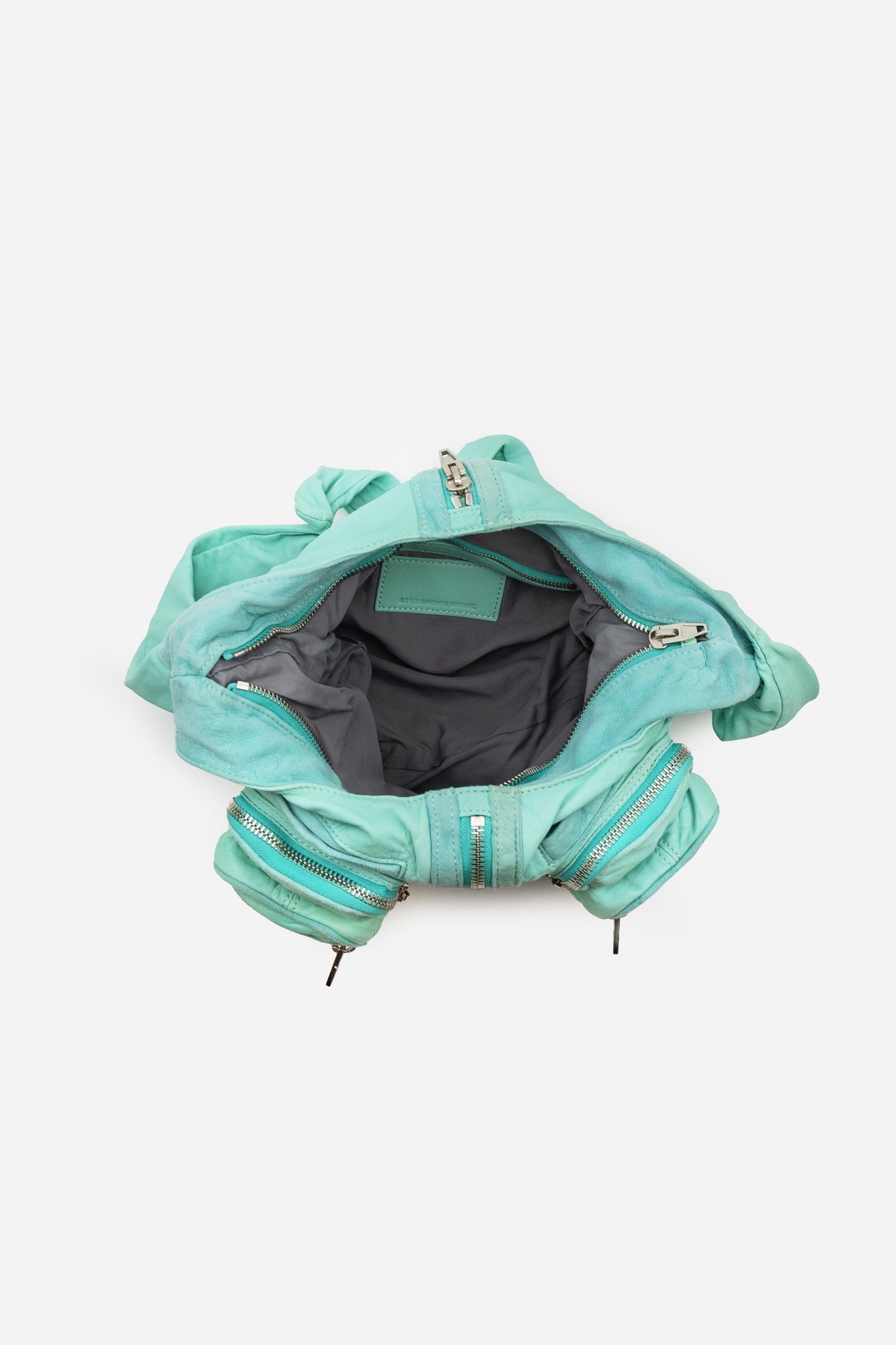 Light Turquoise Washed Leather Donna Crossbody Bag