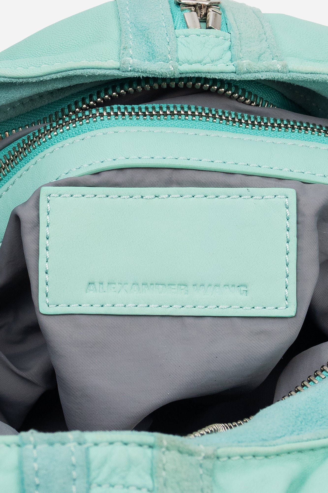 Light Turquoise Washed Leather Donna Crossbody Bag