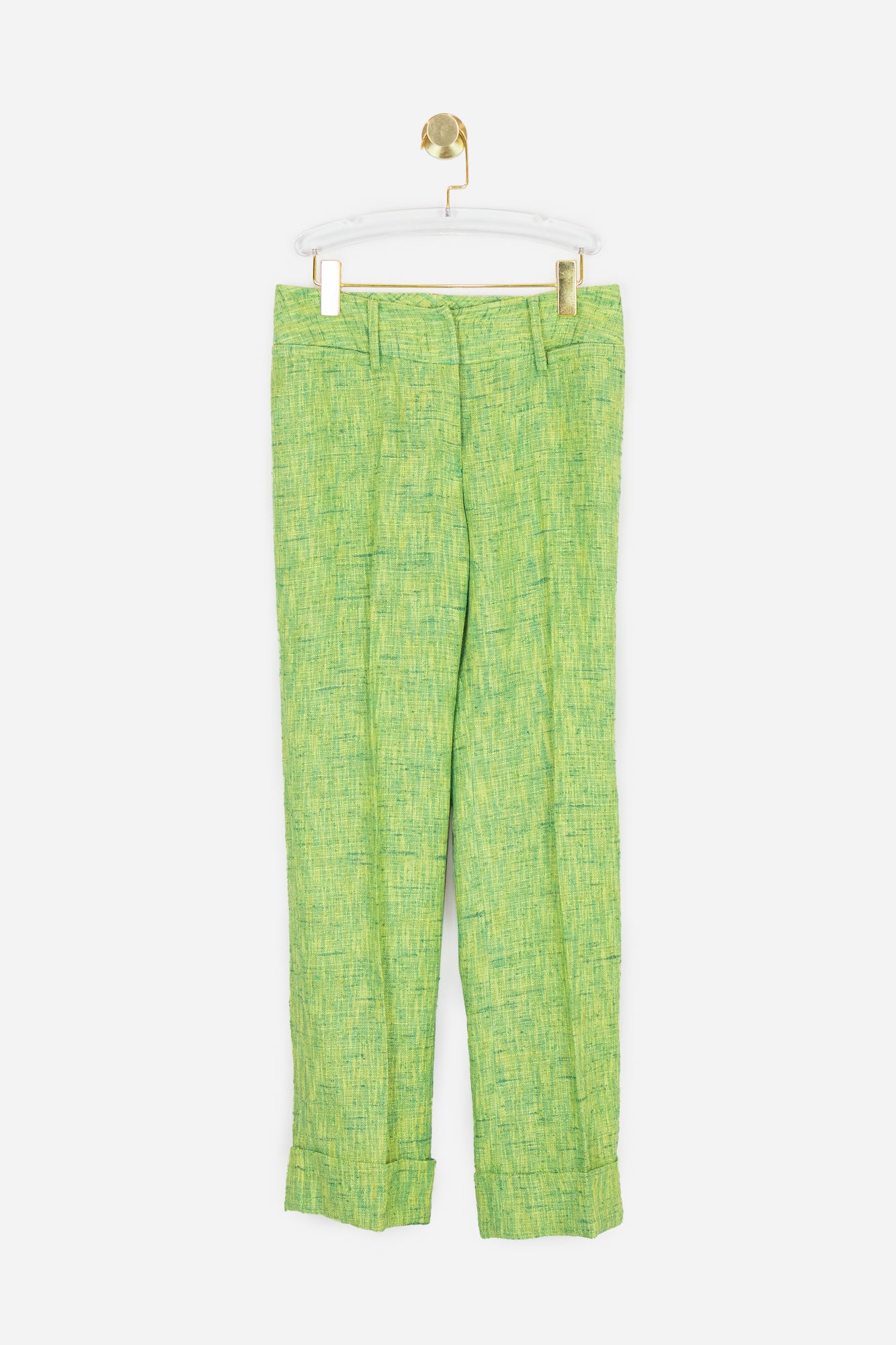 Lime Green Stitching Detail Trousers - So Over It Luxury Consignment