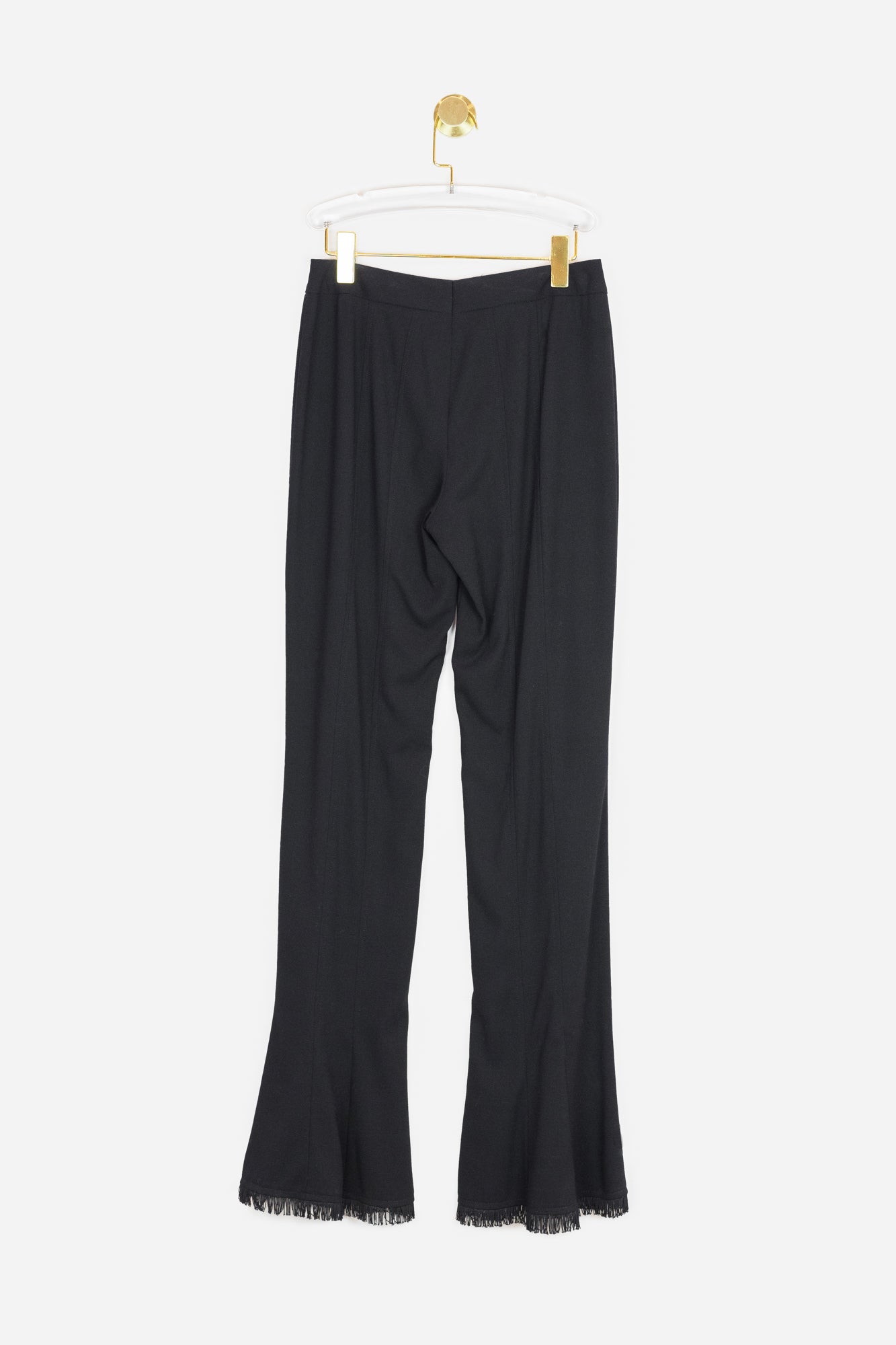 Black Flared Trousers with Fringe Details - So Over It Luxury Consignment