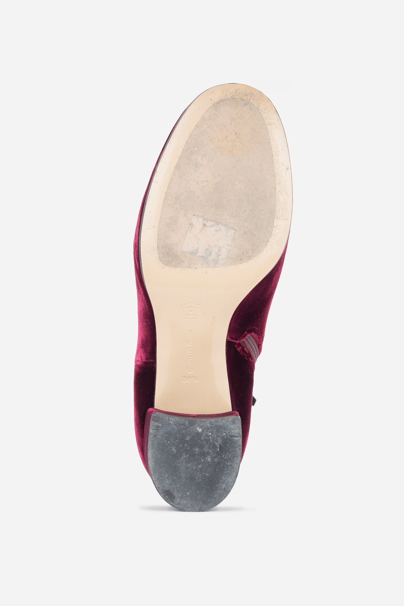 Dark Burgundy Velvet Block Heel Booties