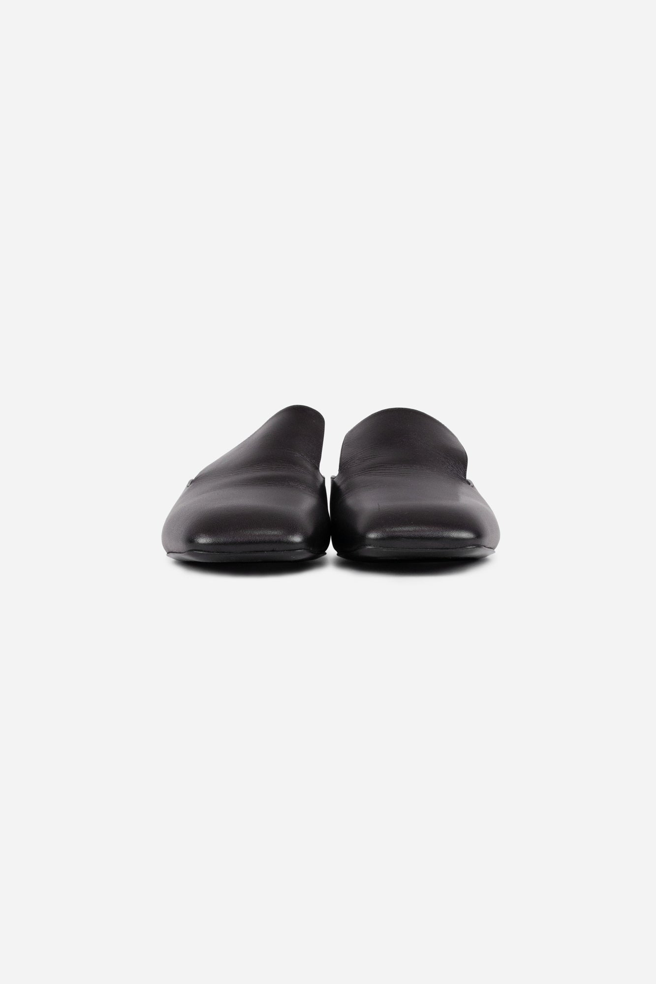 Black Leather Fur Lined Mules