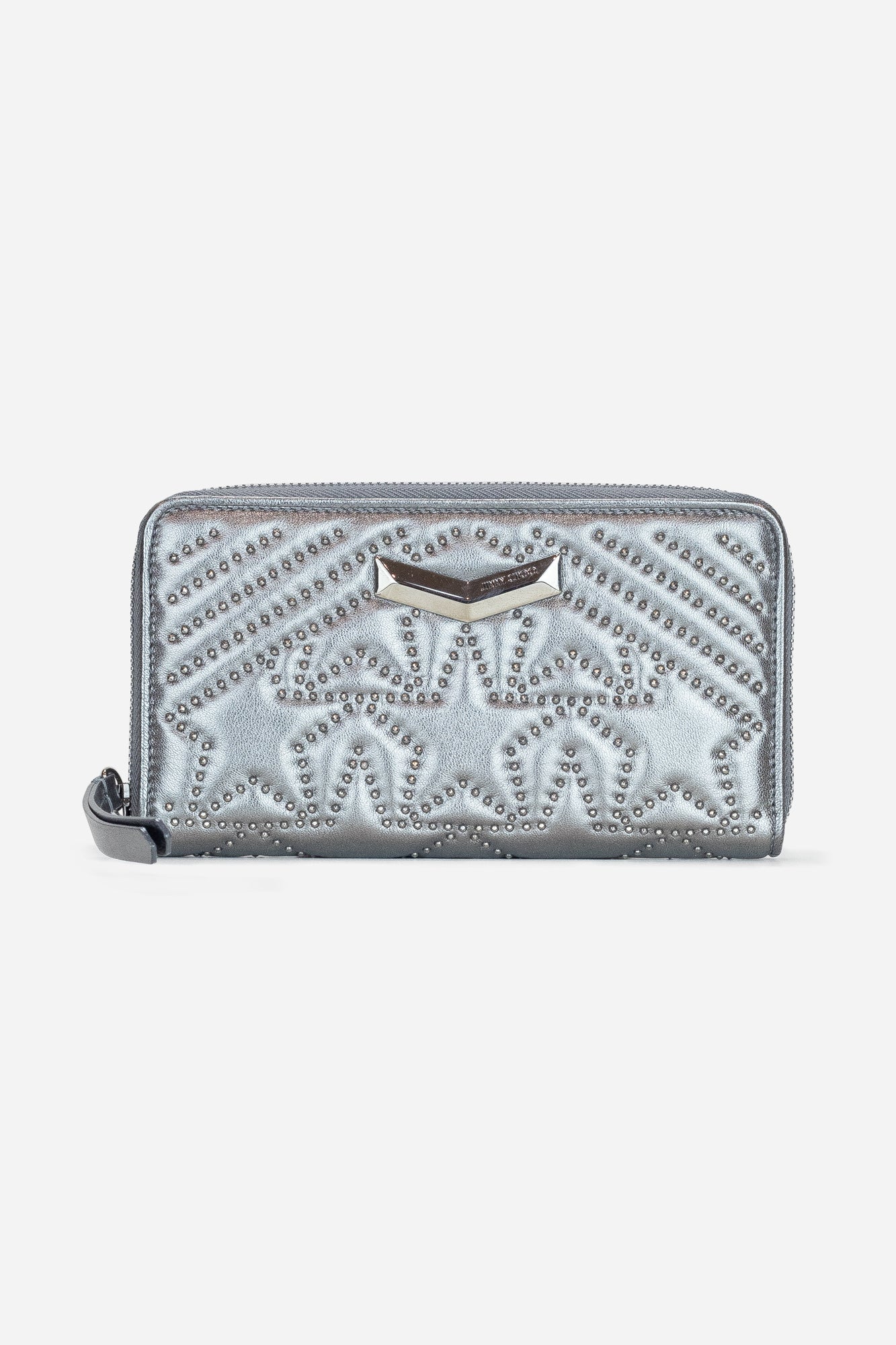 Gunmetal Metallic Leather Studded Lea Wallet