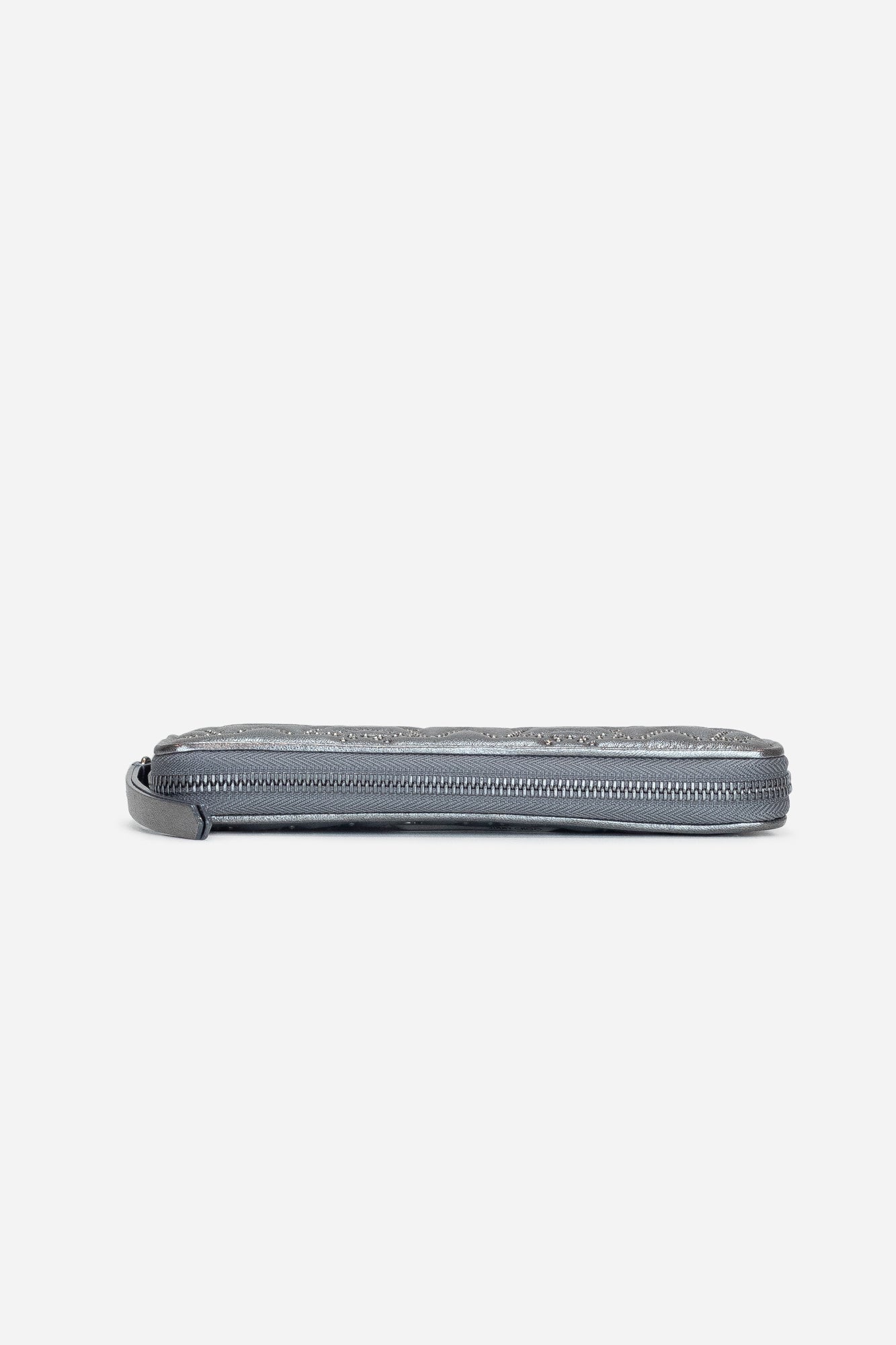 Gunmetal Metallic Leather Studded Lea Wallet