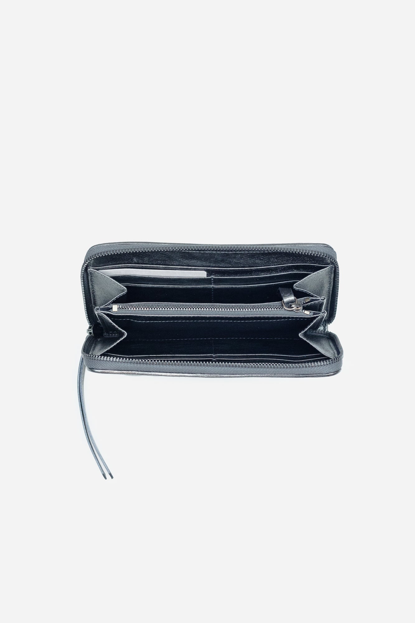 Gunmetal Metallic Leather Studded Lea Wallet