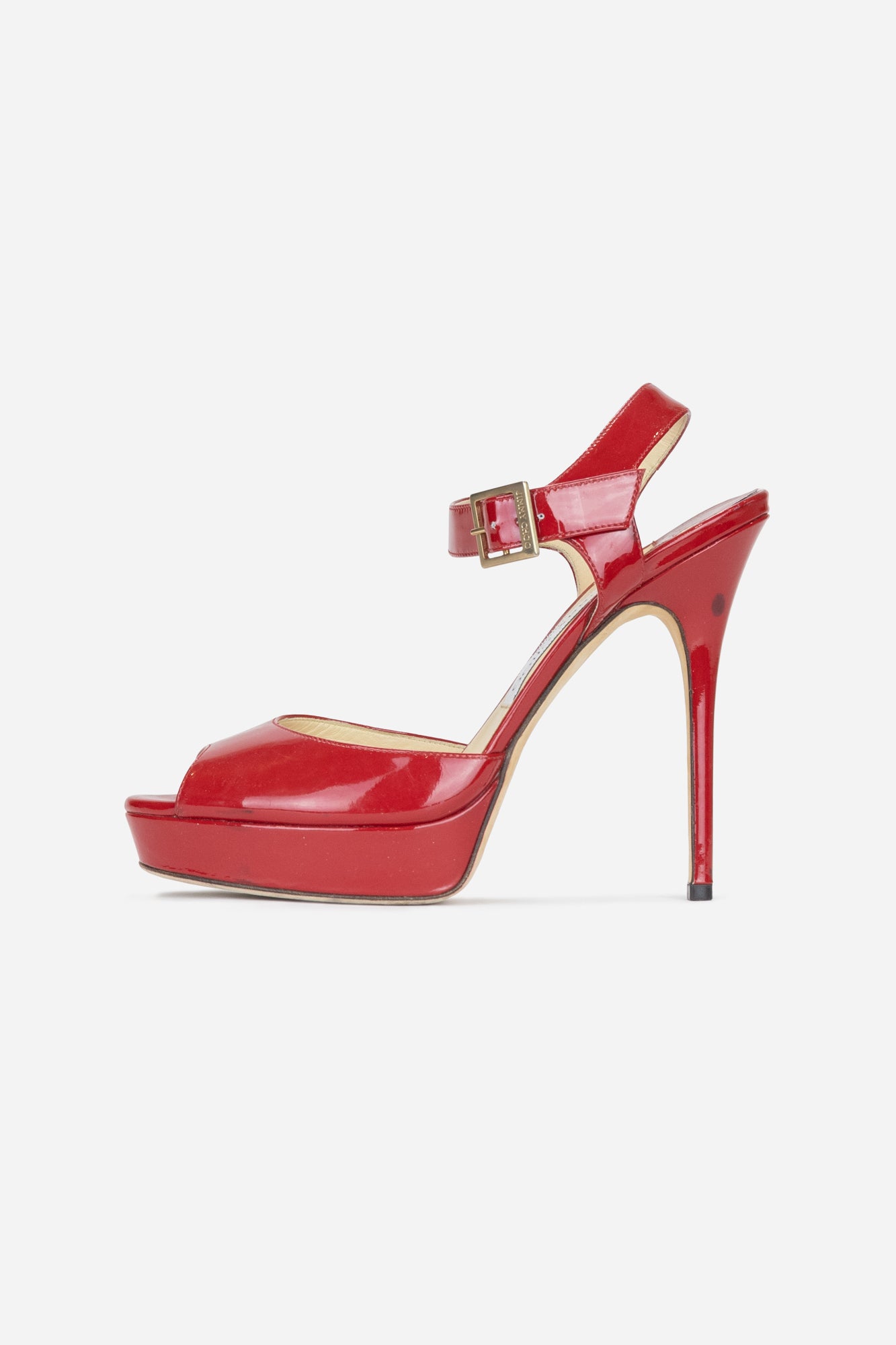 Red Patent Leather Platform Sandals - So Over It Luxury Consignment