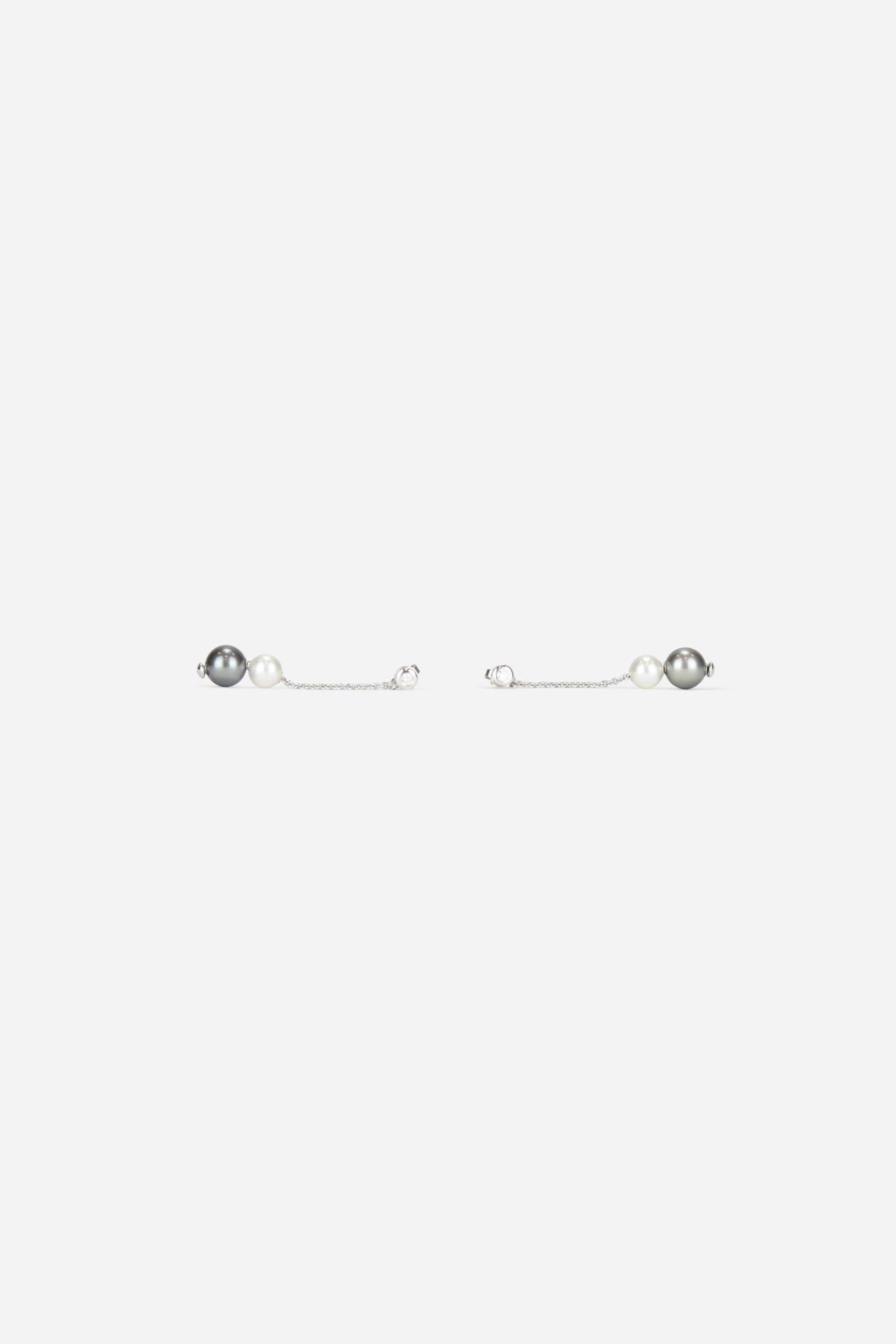Grey and White Pearls in Motion Dangle Earrings
