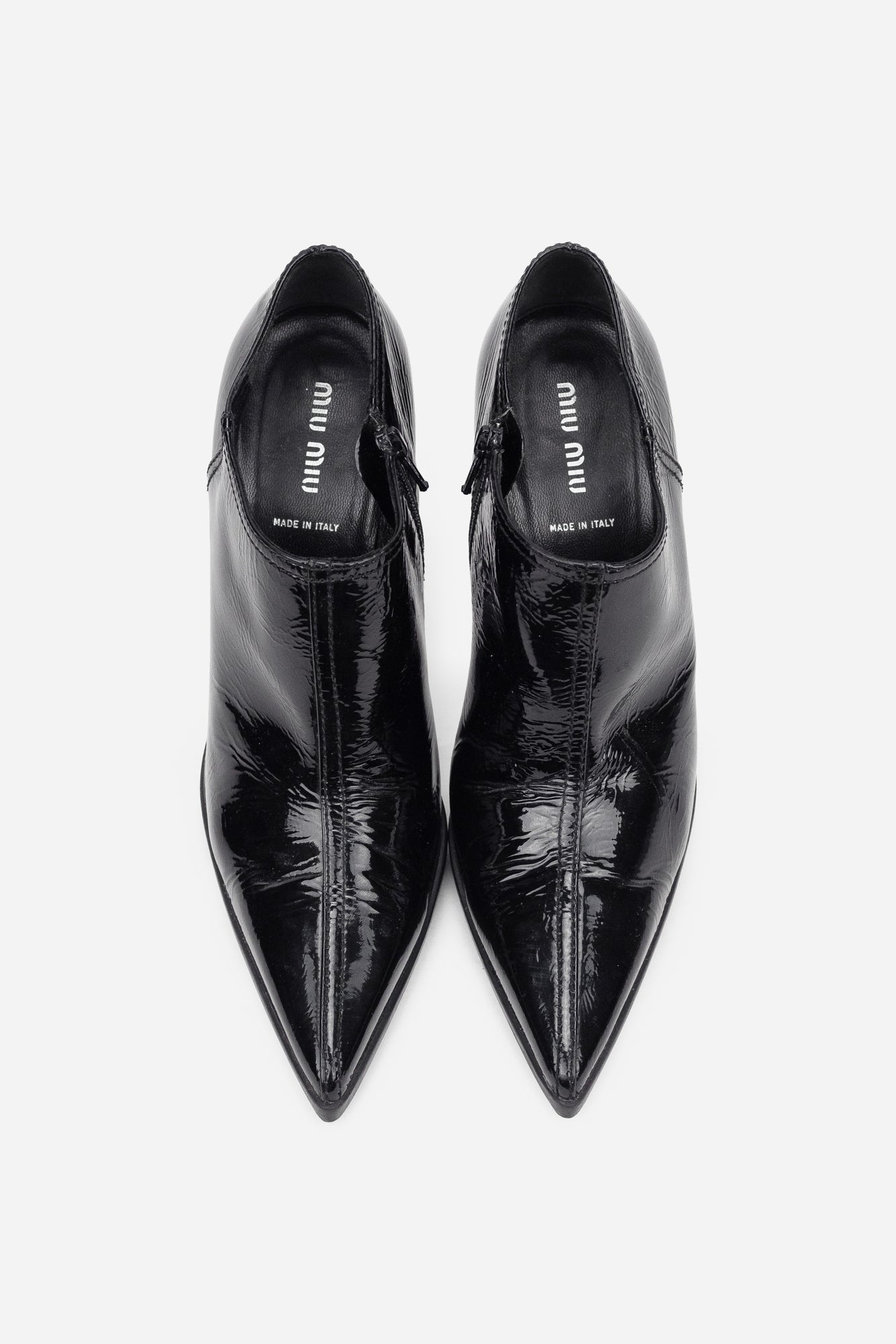 Black Patent Leather Pointed Toe Booties