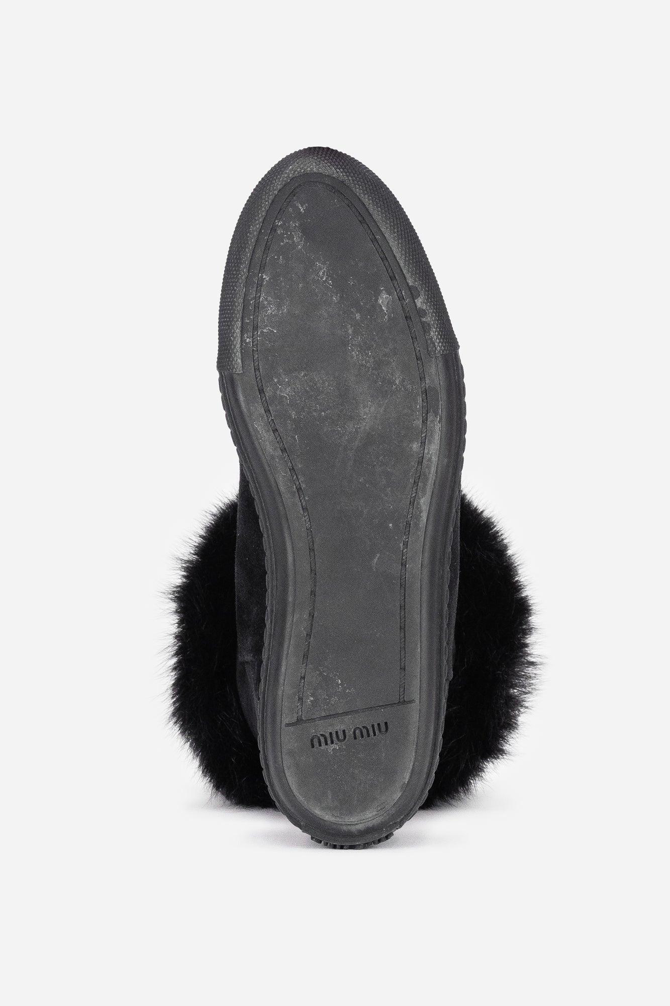 Black Suede and Shearling Crystal Embellished Boots