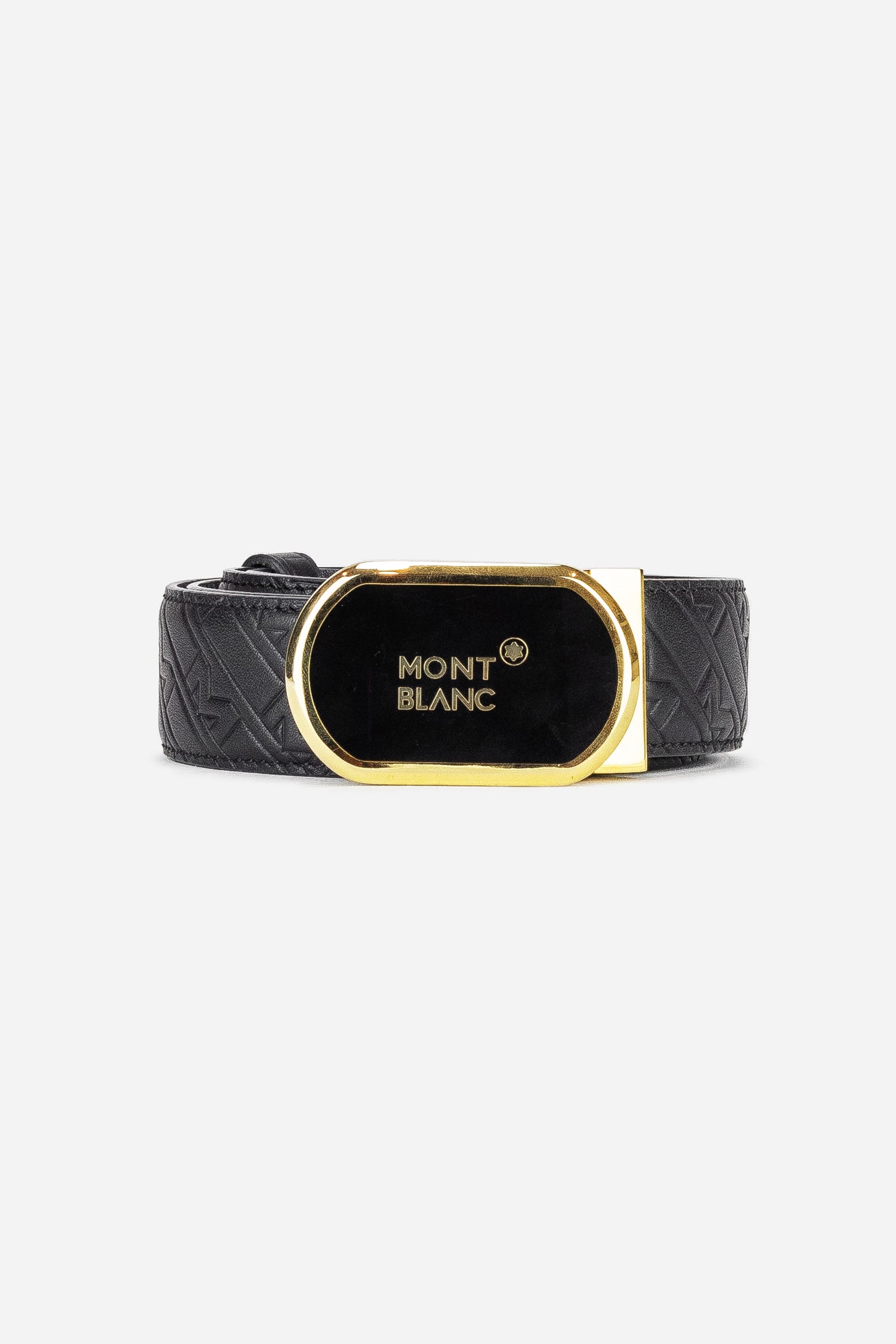 Black Leather and Gold Hardware Logo Belt