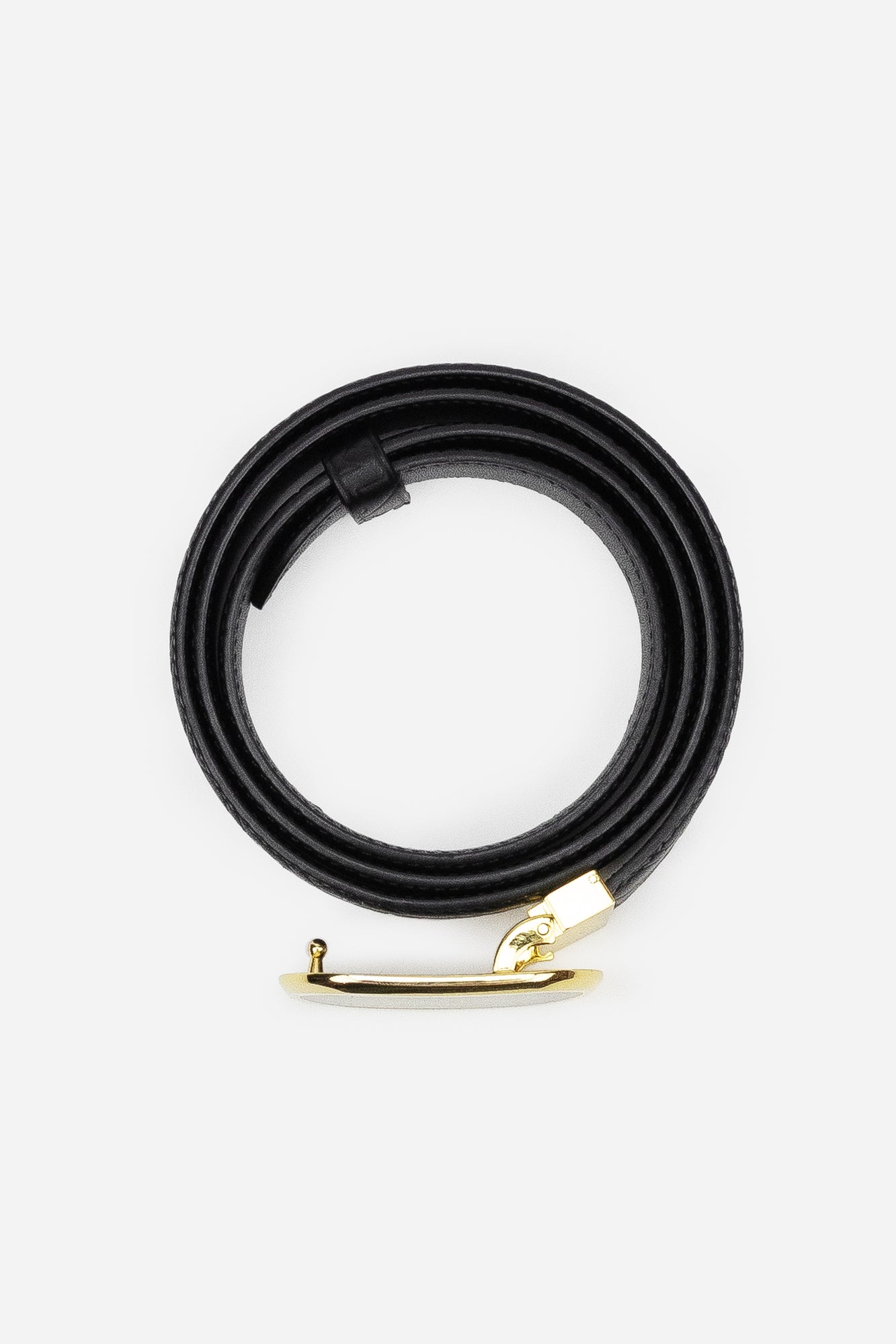 Black Leather and Gold Hardware Logo Belt