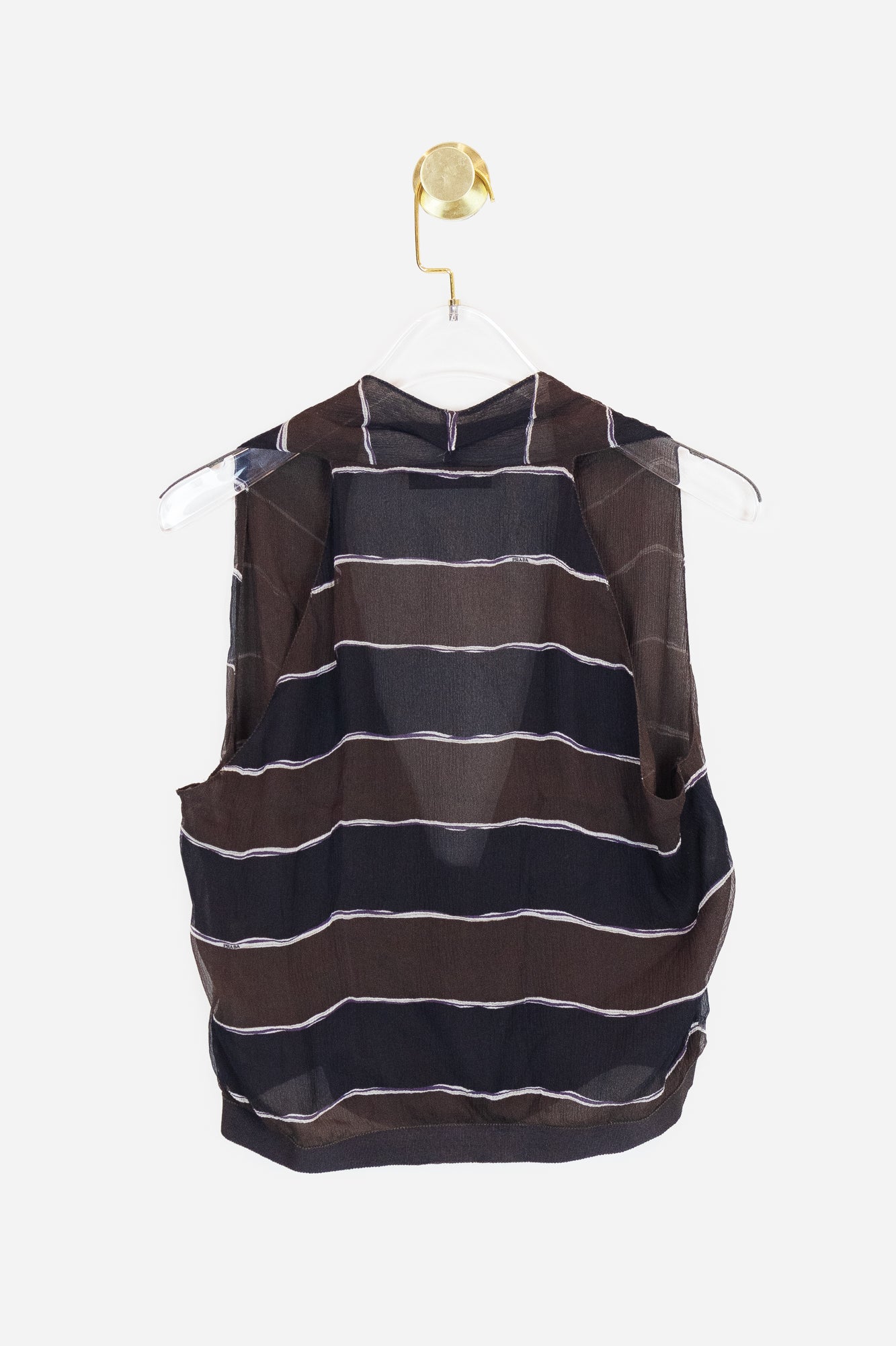 Black and Brown Striped Crop Knot Top