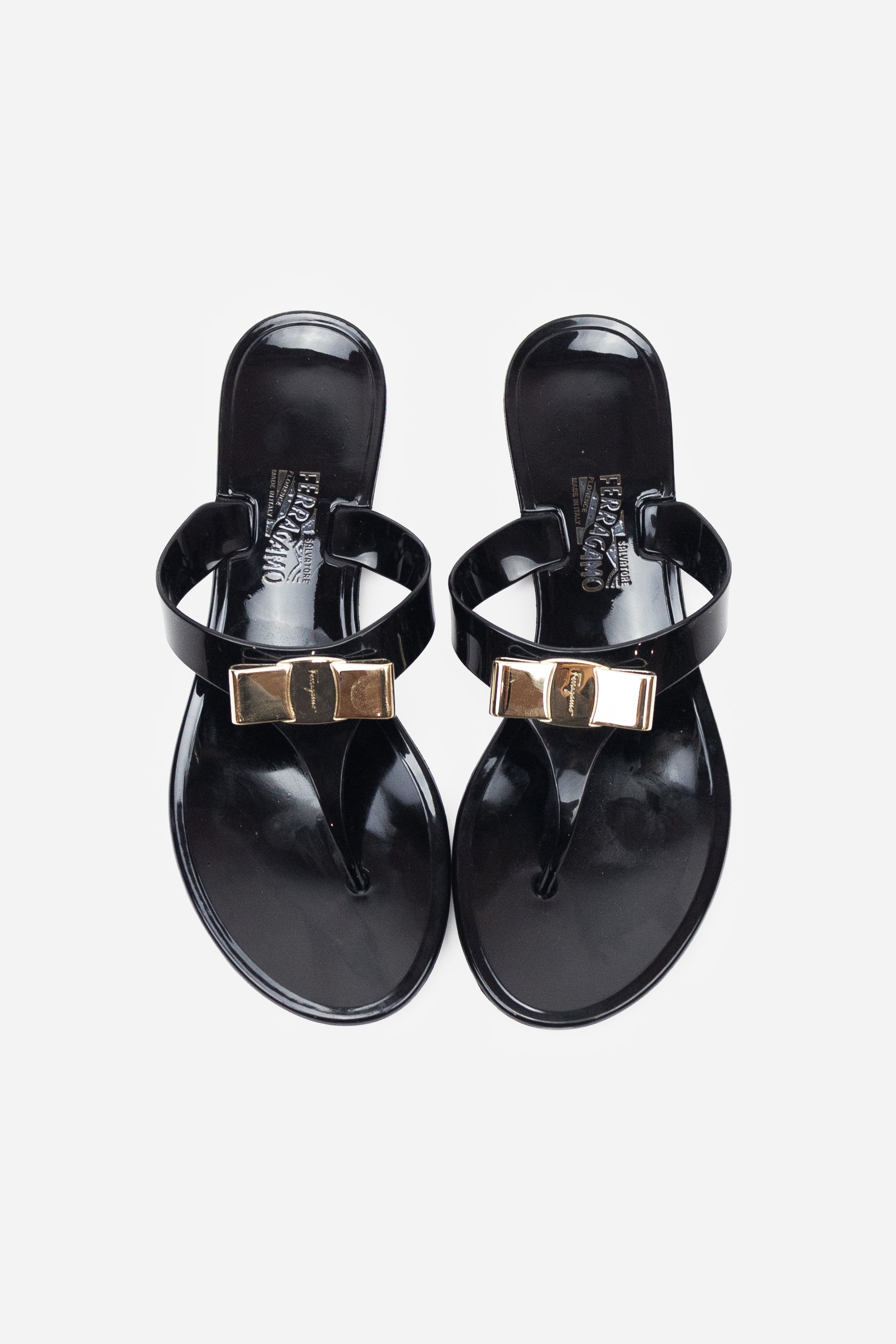 Black Rubber Bow Slide Sandals - So Over It Luxury Consignment