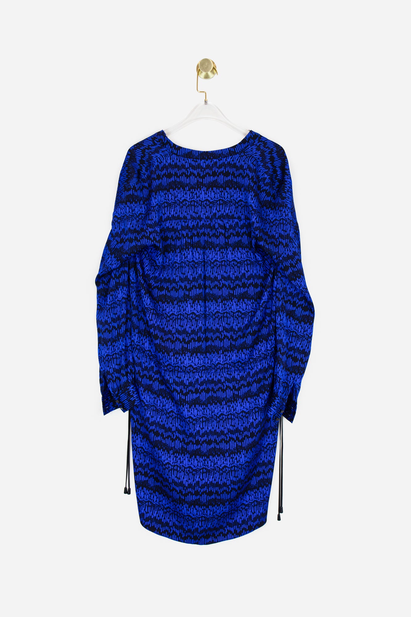 Blue and Black Print Belted Dress