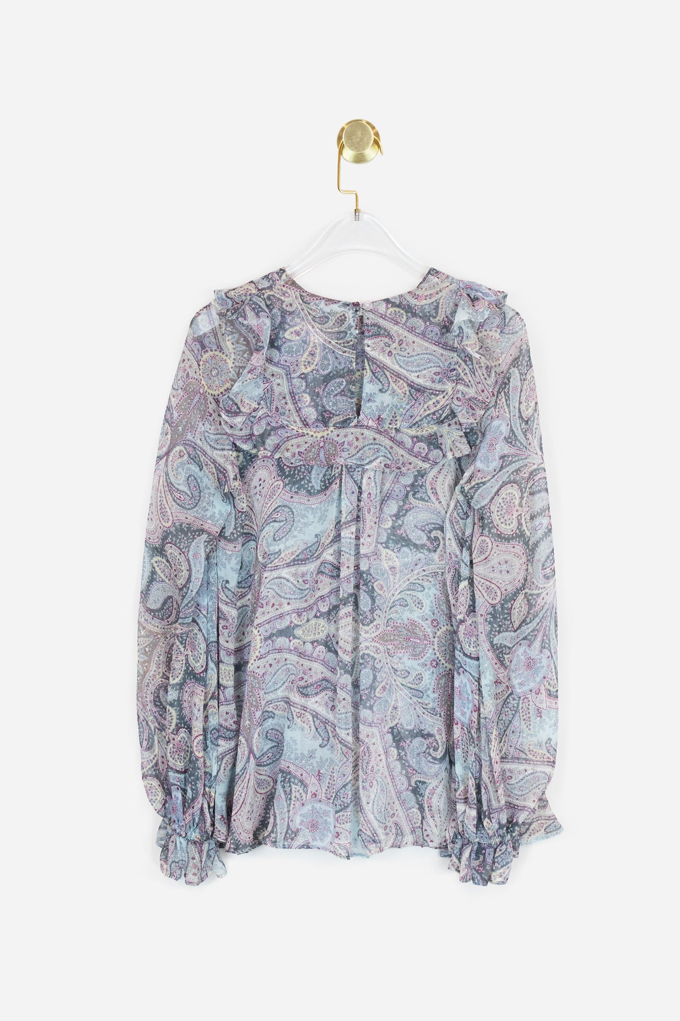 Lavender and Blue Paisley Print Flowy Blouse