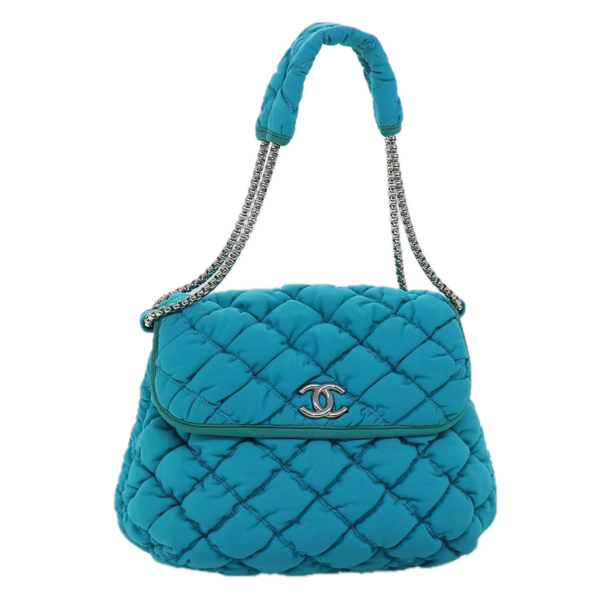 Blue Bubble Quilt Flap Bag