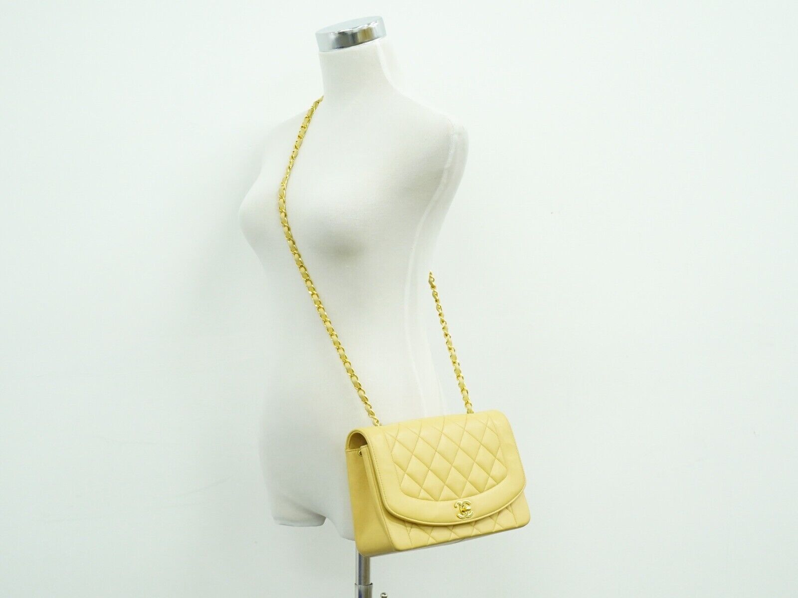 Yellow Quilted Leather Diana Crossbody