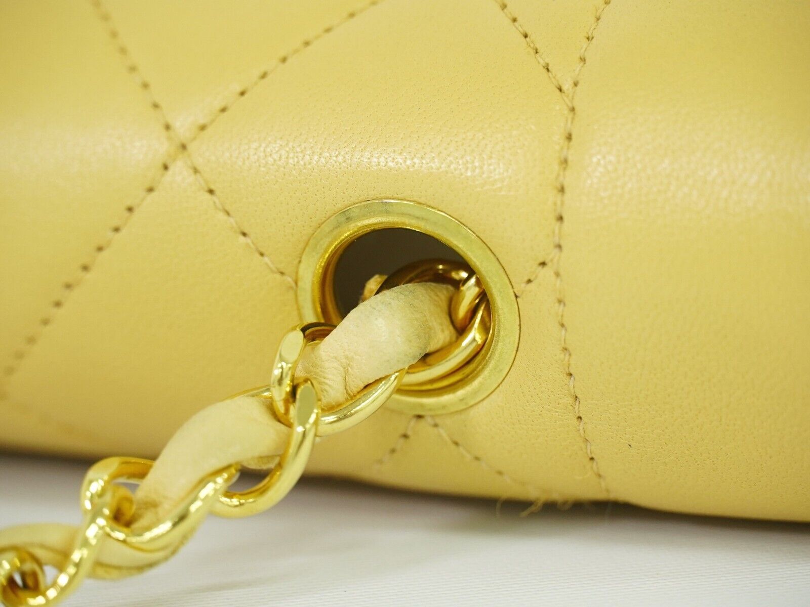 Yellow Quilted Leather Diana Crossbody