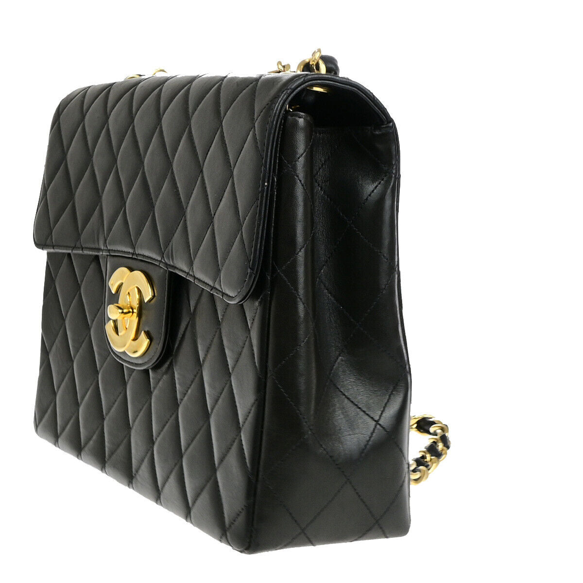 Vintage Matelassé Black Quilted Flap Bag