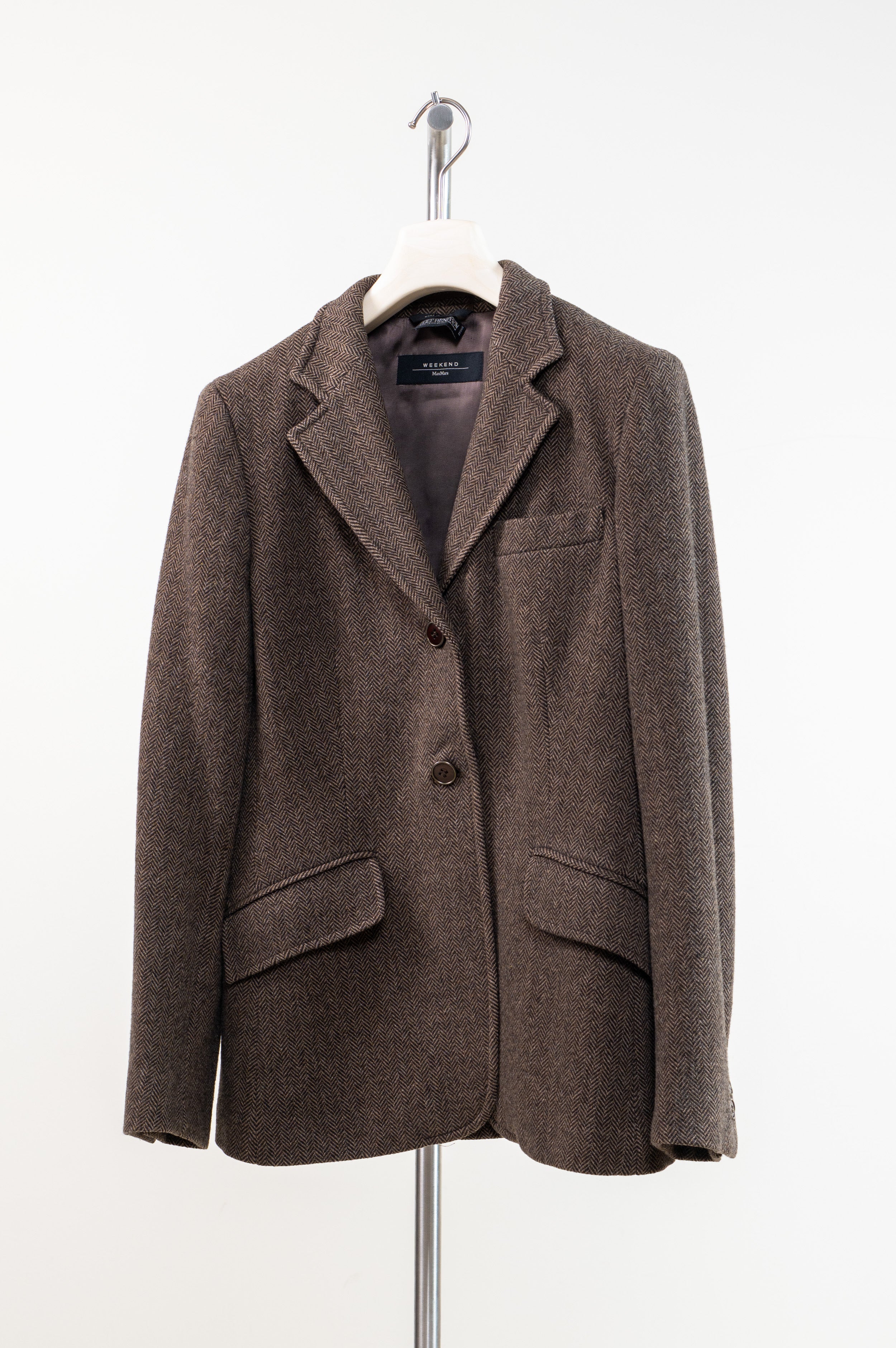 Brown Chevron Print Blazer and Pant Suit Set