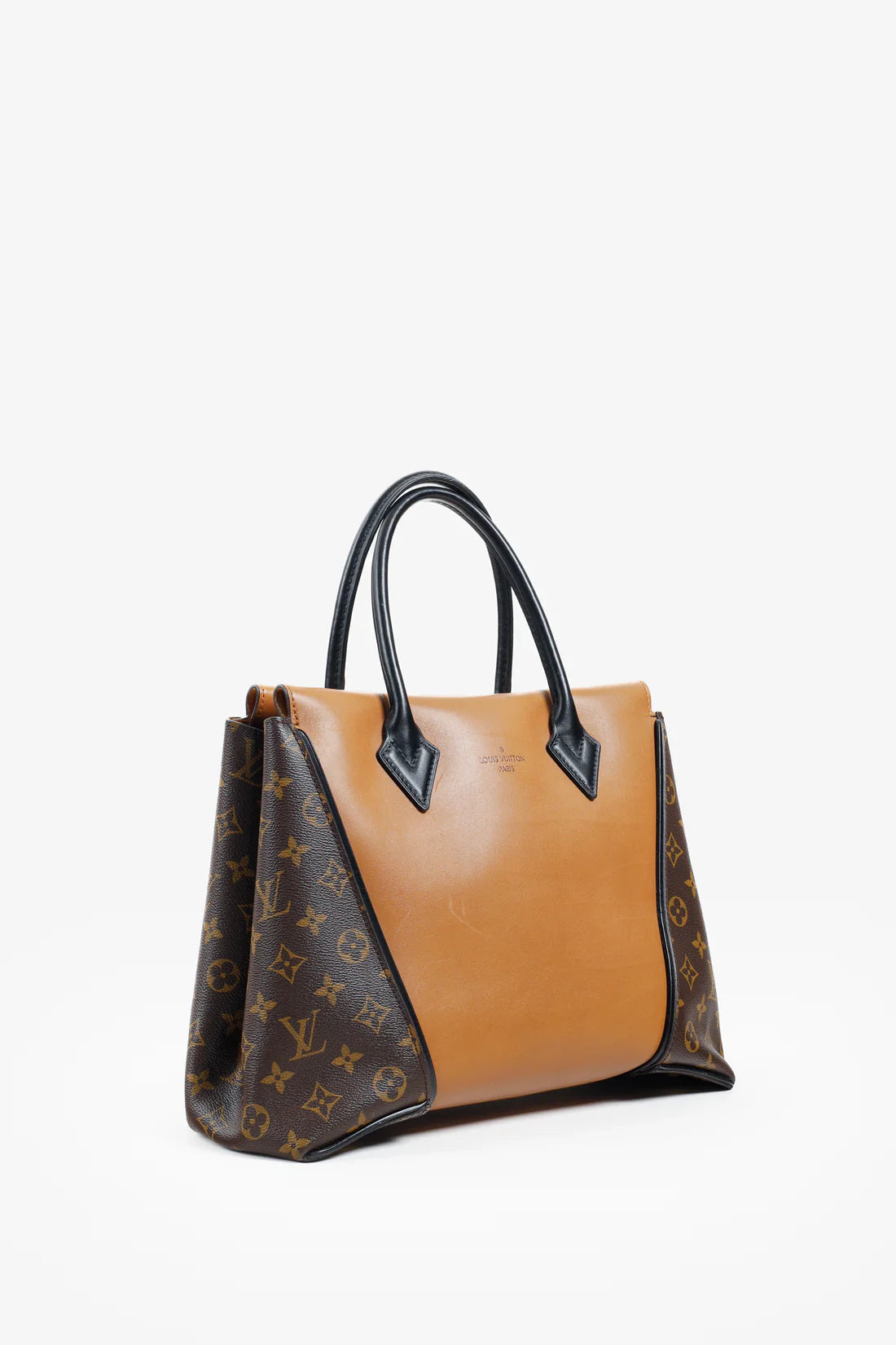 W PM Brown Leather Monogram Tote