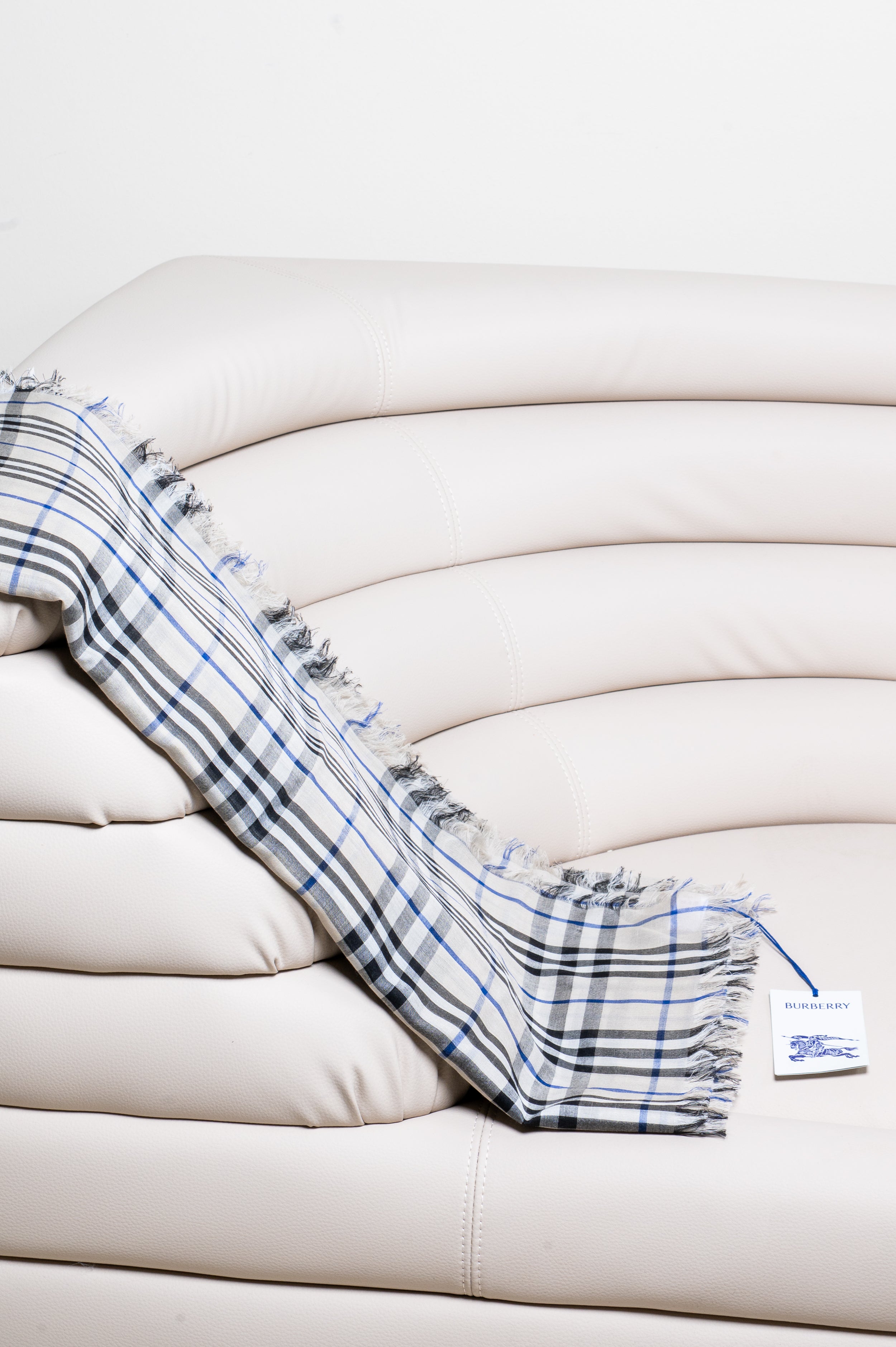 Grey Reversible Check Wool Silk Scarf