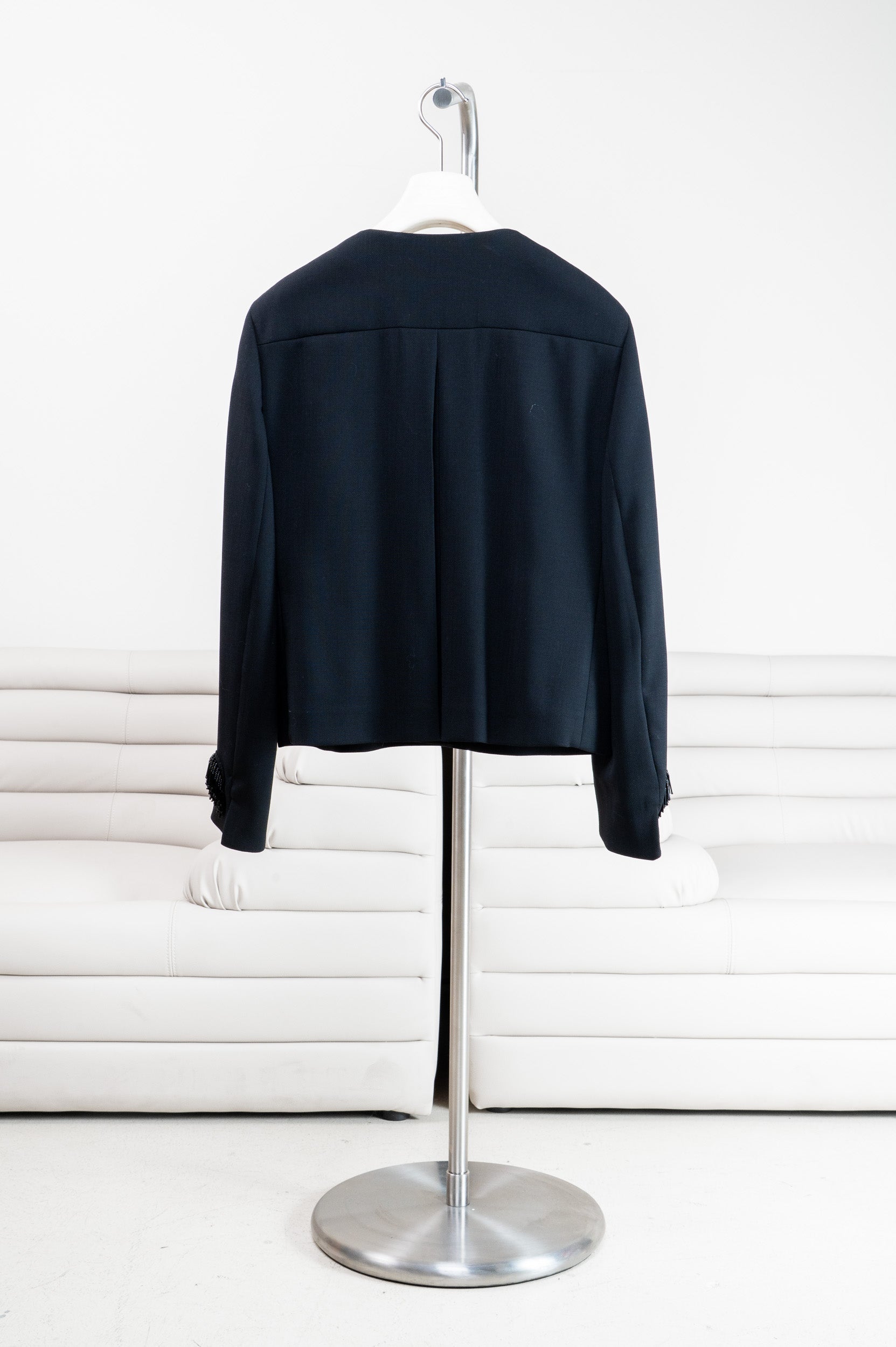 Black Punto Tassel Dot Crop Jacket