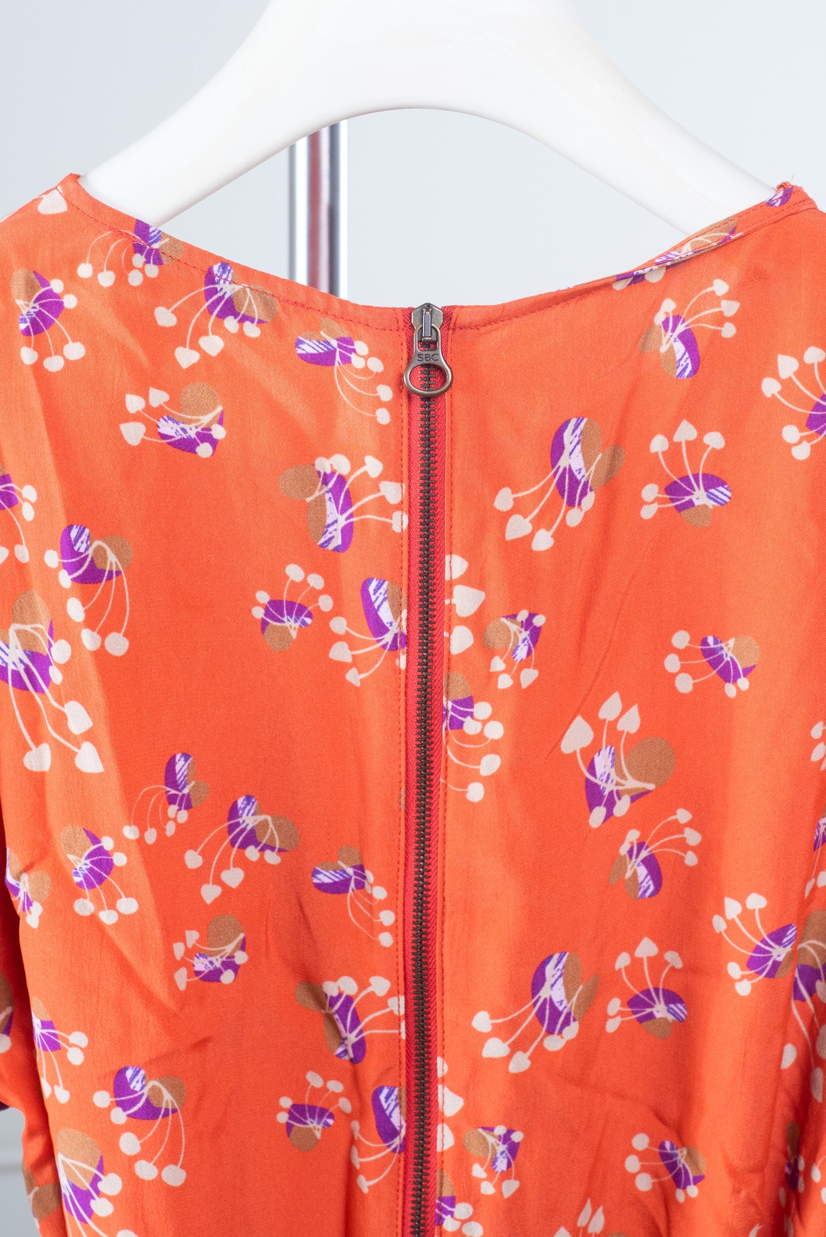 Orange Floral Print Dress