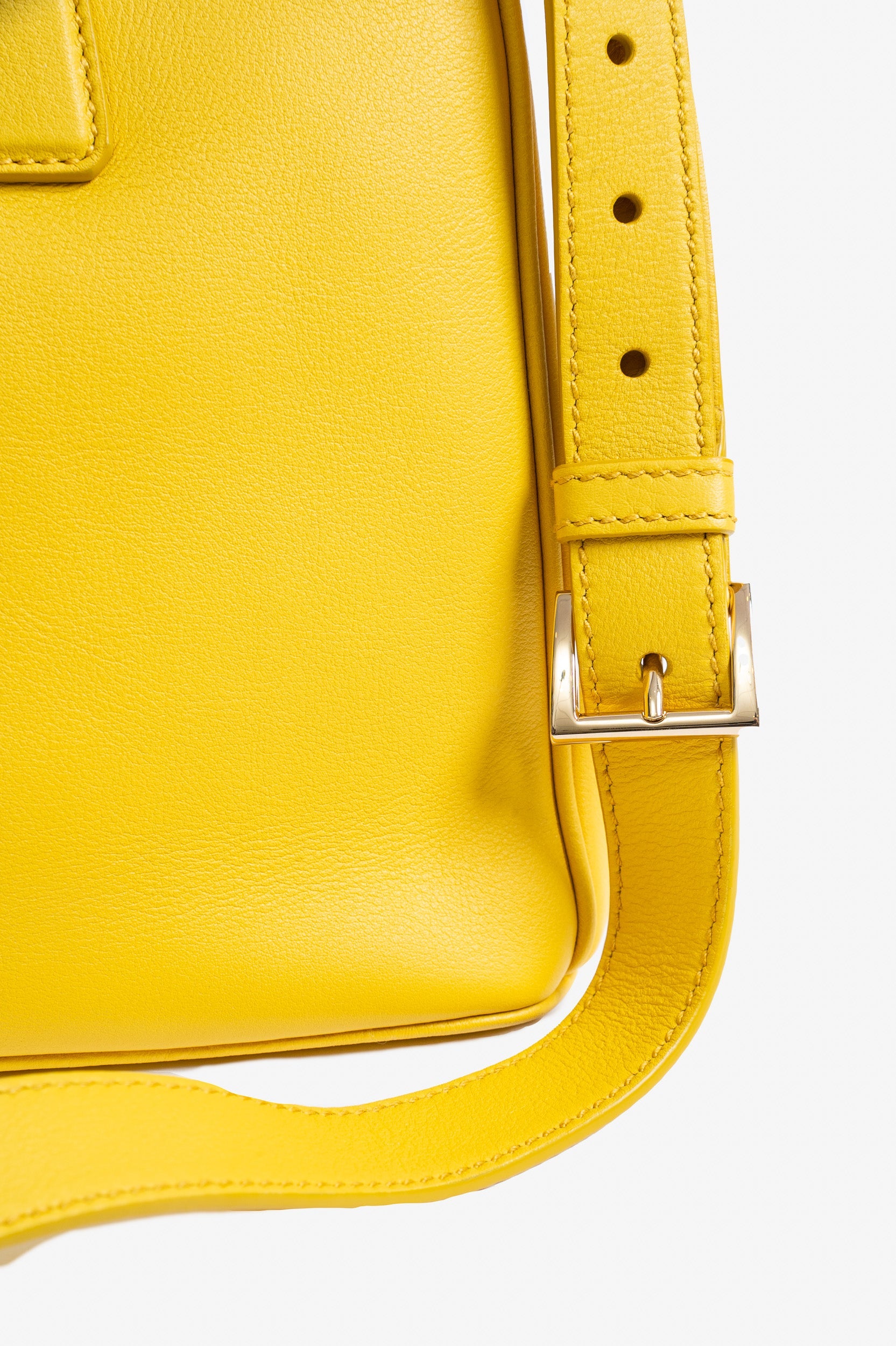 Sunny Yellow Large Galleria Leather Tote Bag w/ Crossbody/Shoulder Strap