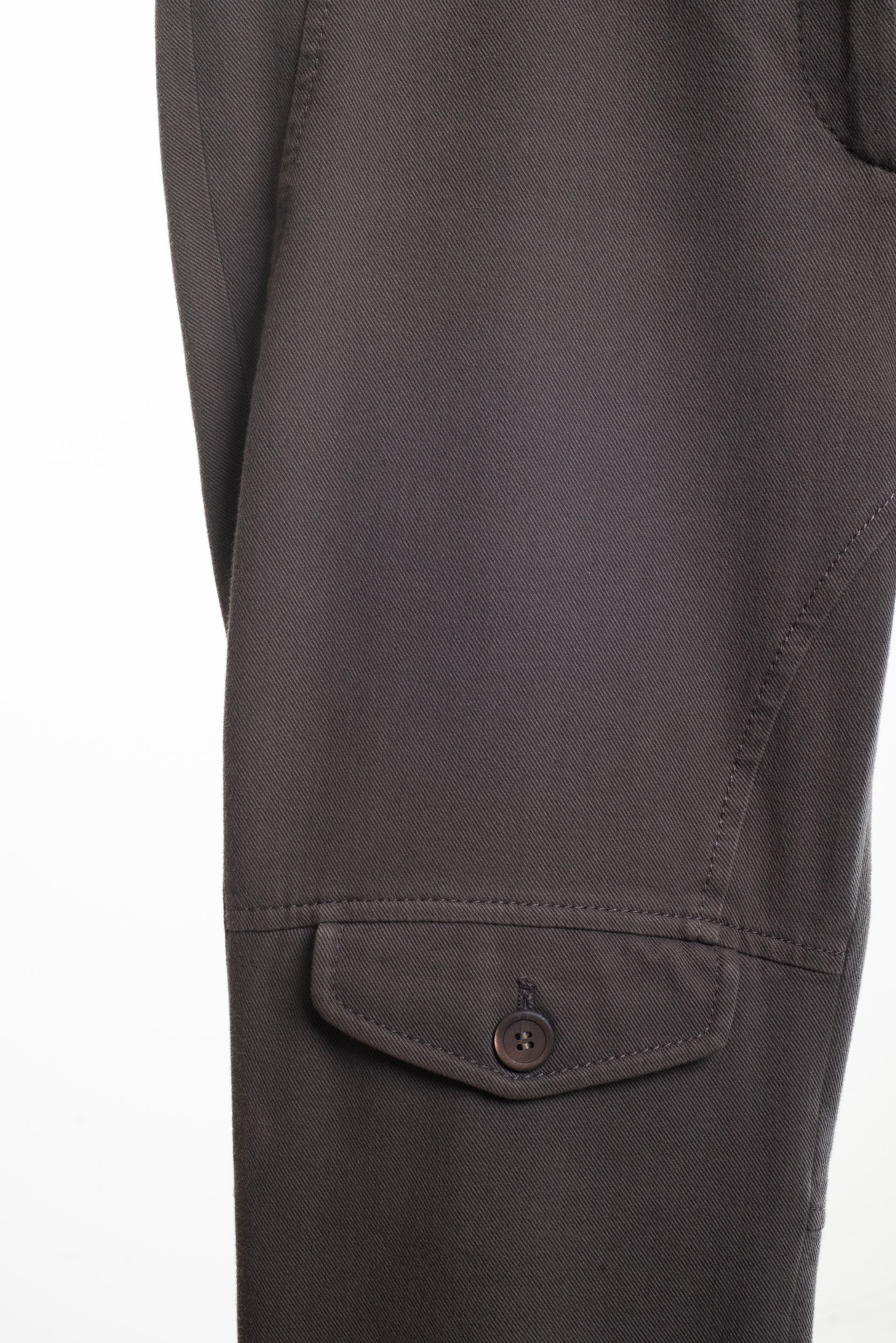 Brown Fitted Pant with Button Detail