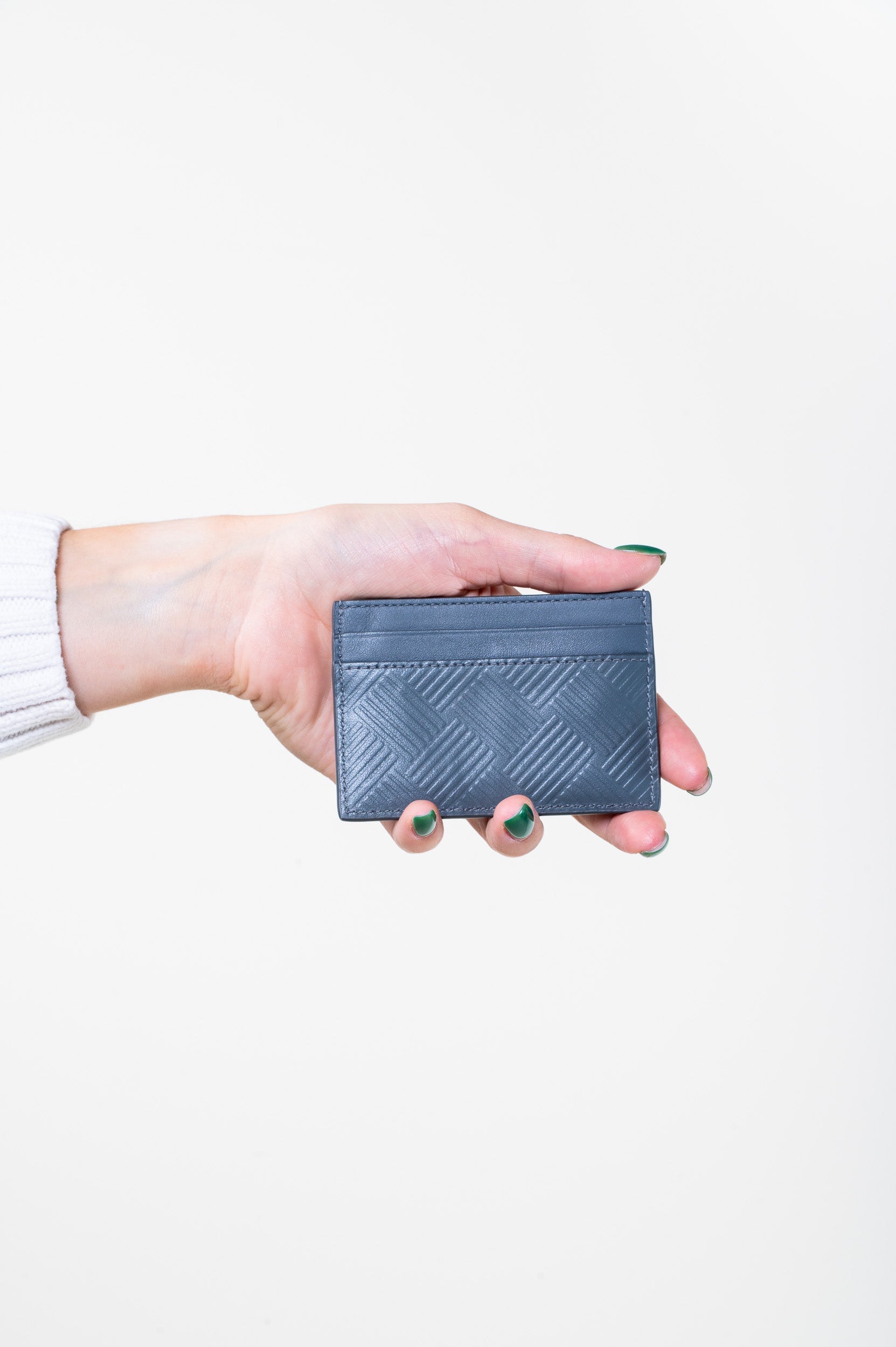 Grey Leather Embossed Card Holder